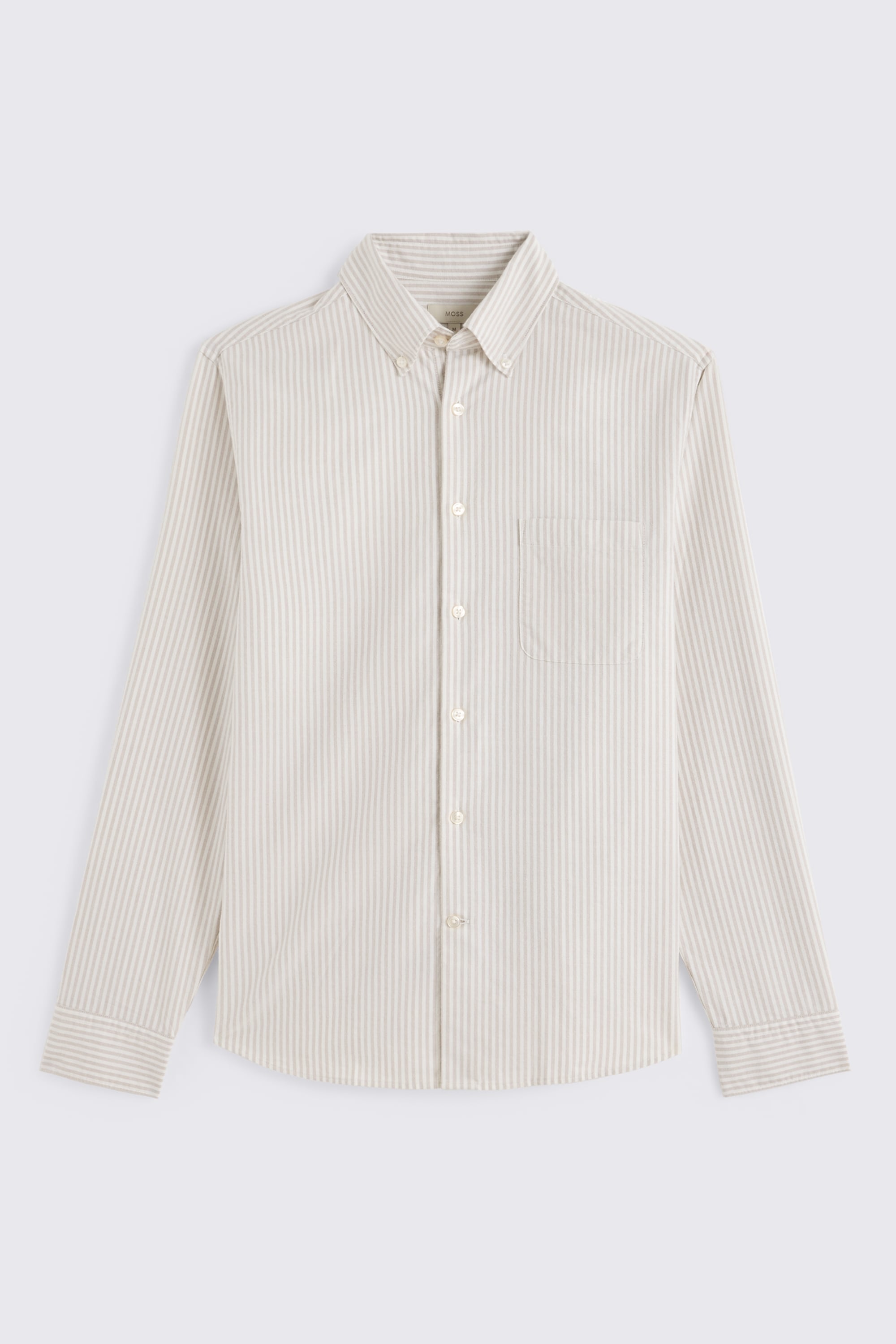 Taupe Stripe Washed Oxford Shirt