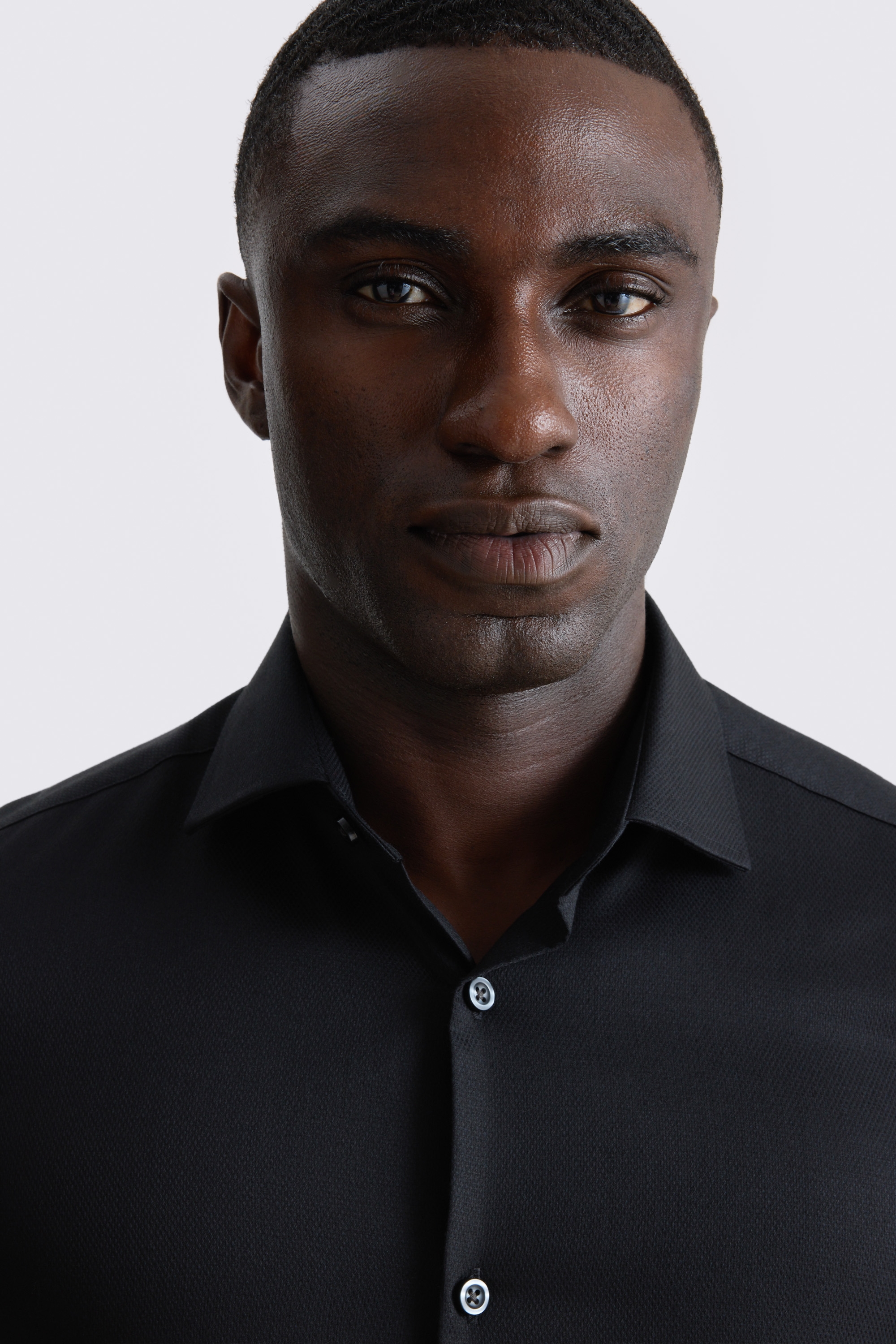 Slim Fit Black Dobby Shirt