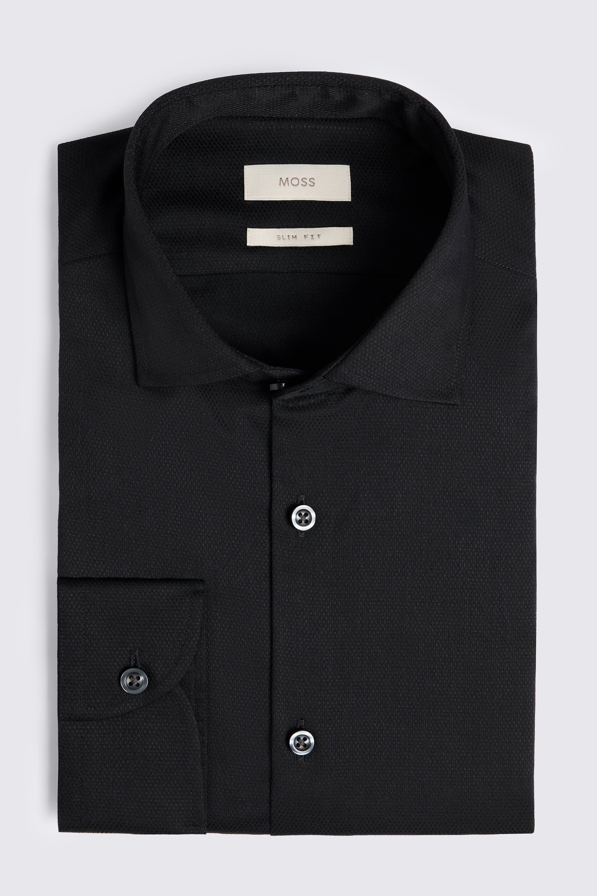 Slim Fit Black Dobby Shirt