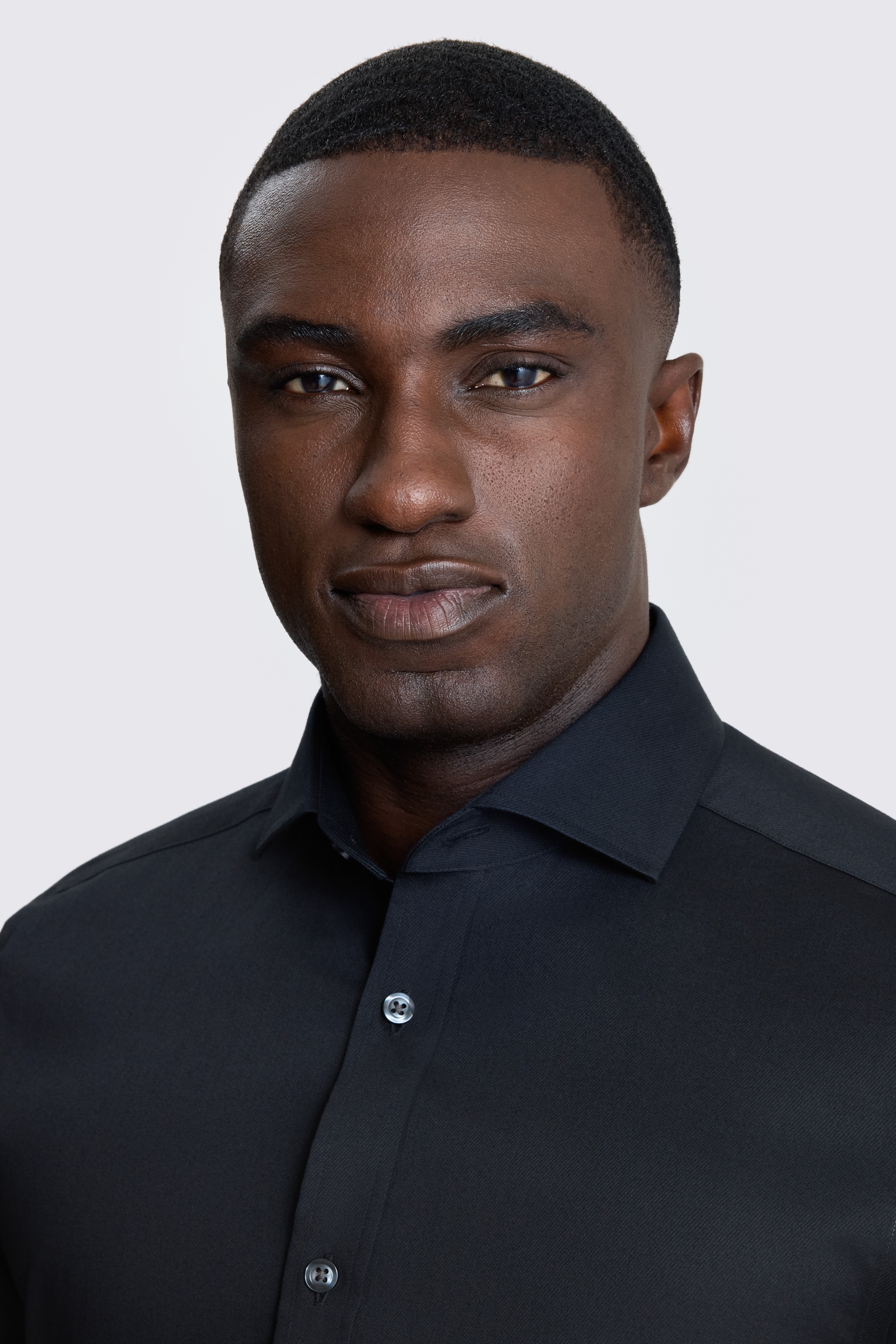 Tailored Fit Black Twill Shirt