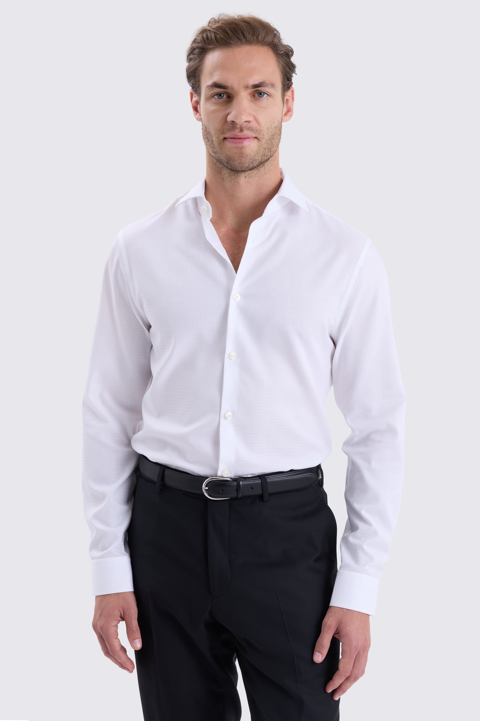 Slim Fit White Puppytooth Shirt