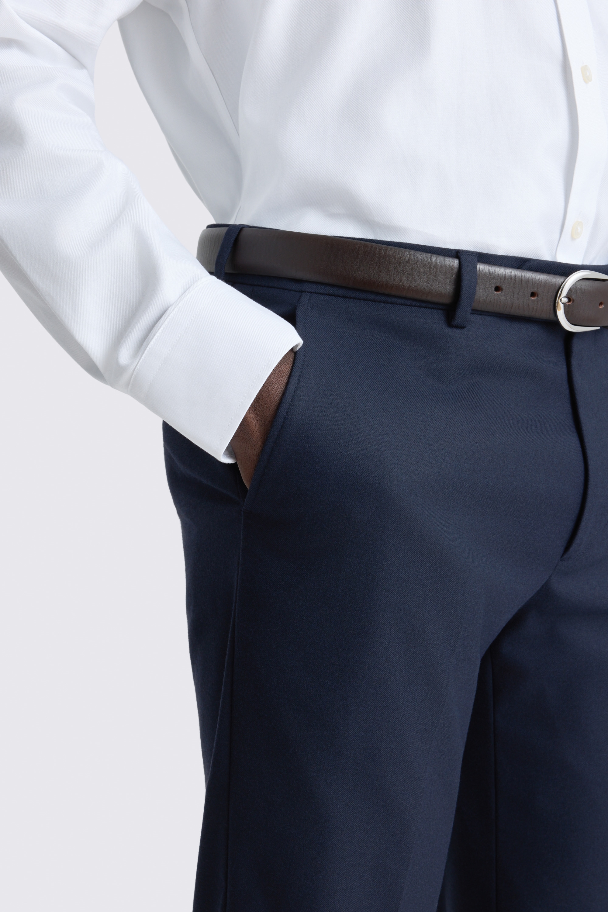 Slim Fit Navy Flannel Trousers 