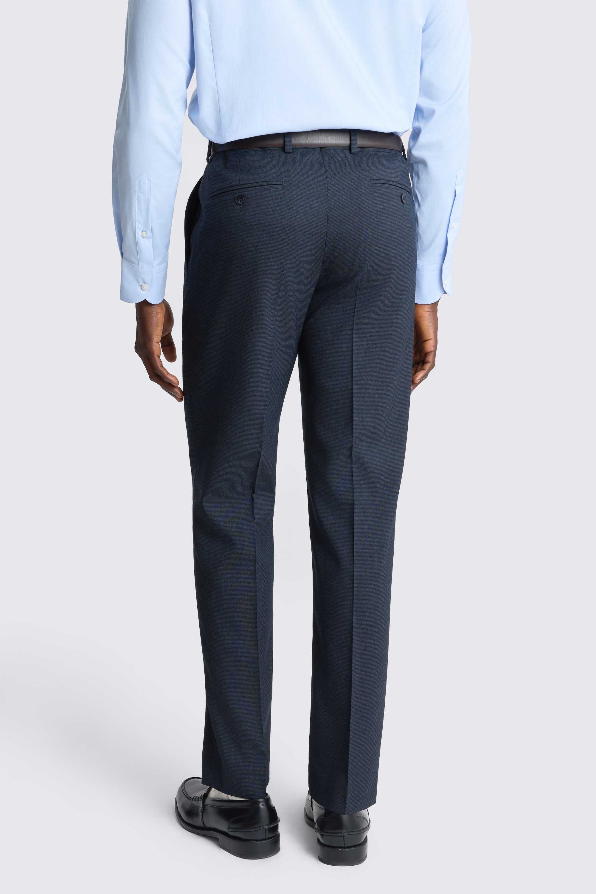Tailored Fit Dark Navy Puppytooth Trousers 