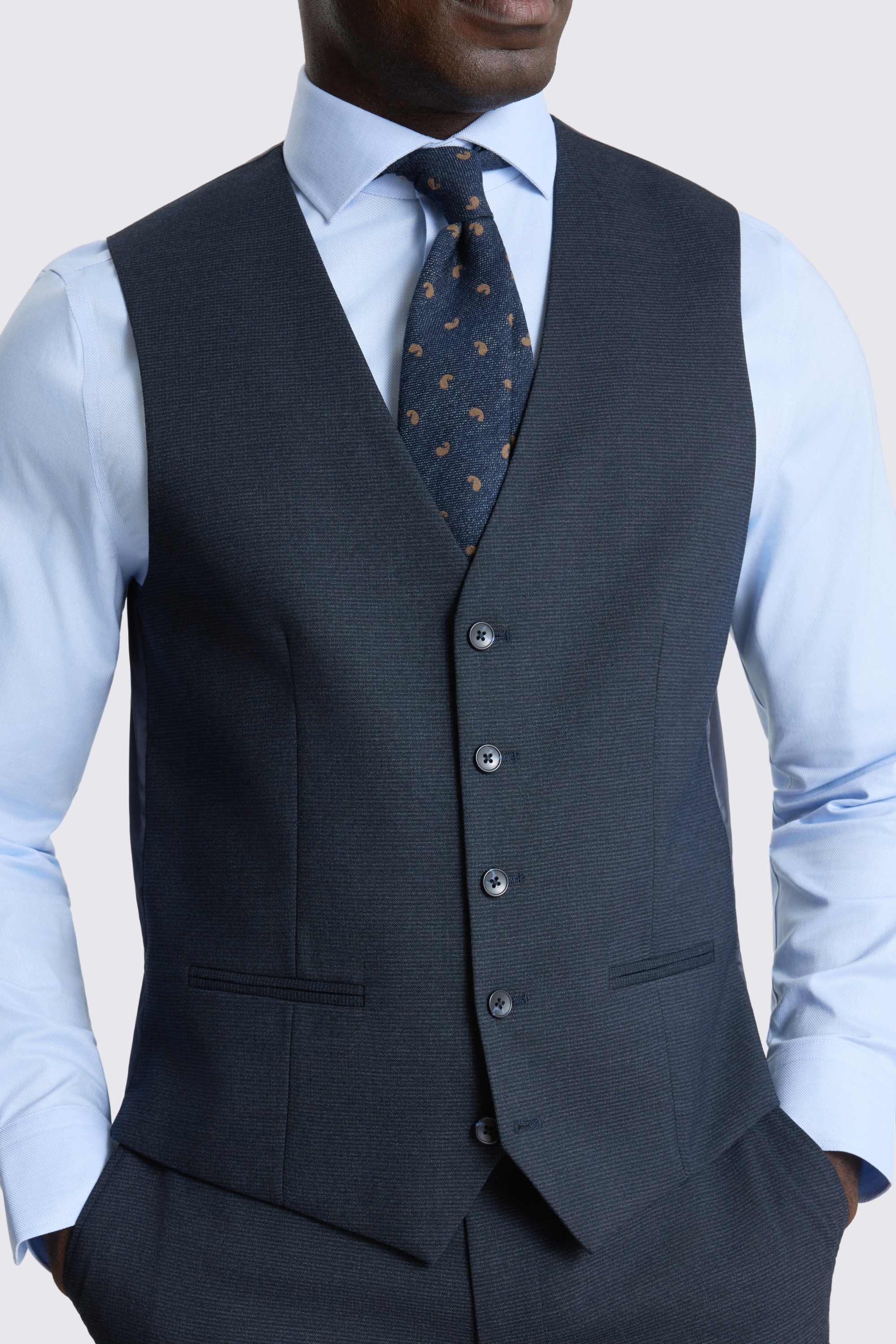 Tailored Fit Dark navy Puppytootth Waistcoat 