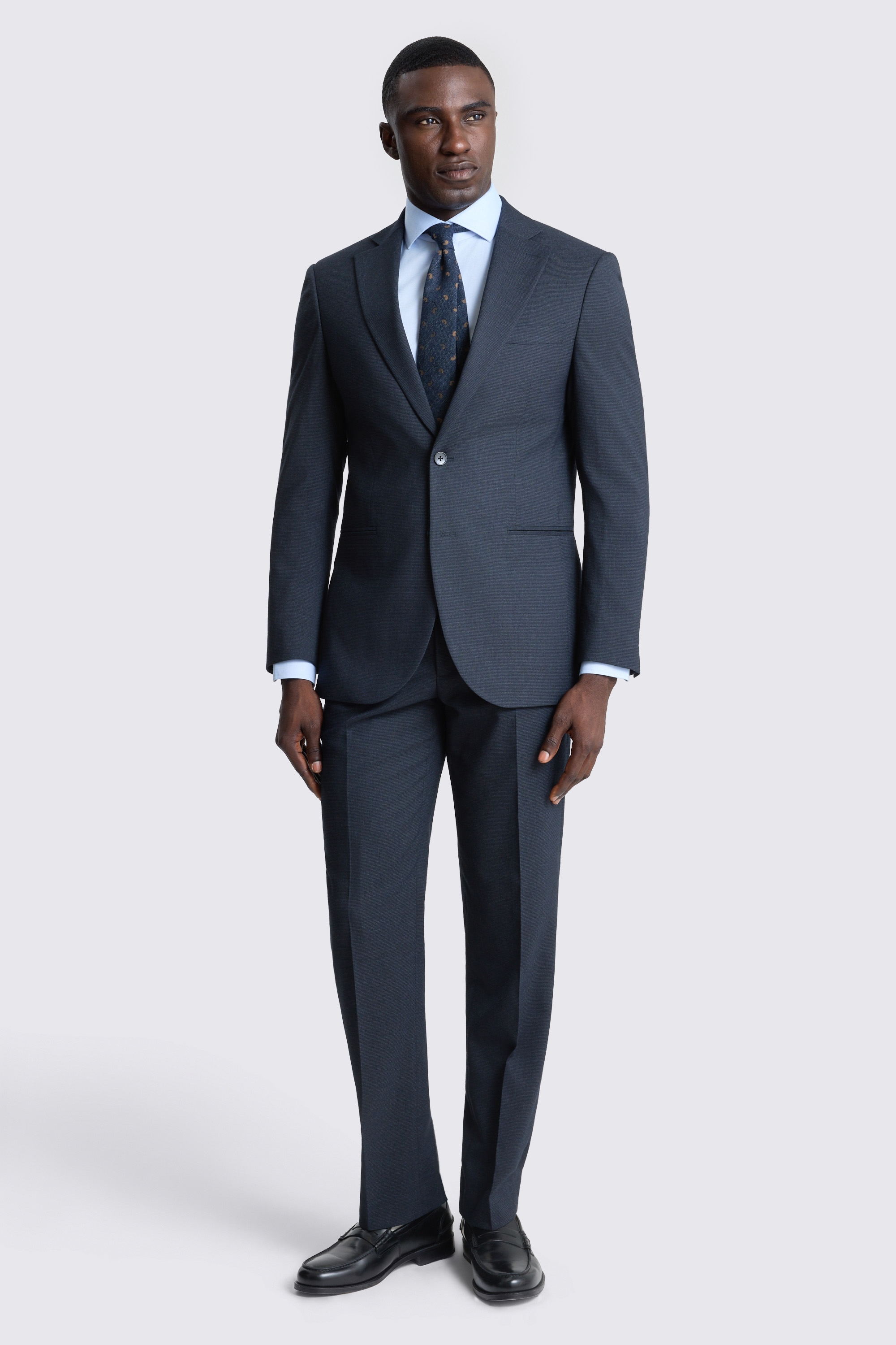 Tailored Fit Dark Navy Puppytooth Suit Jacket 