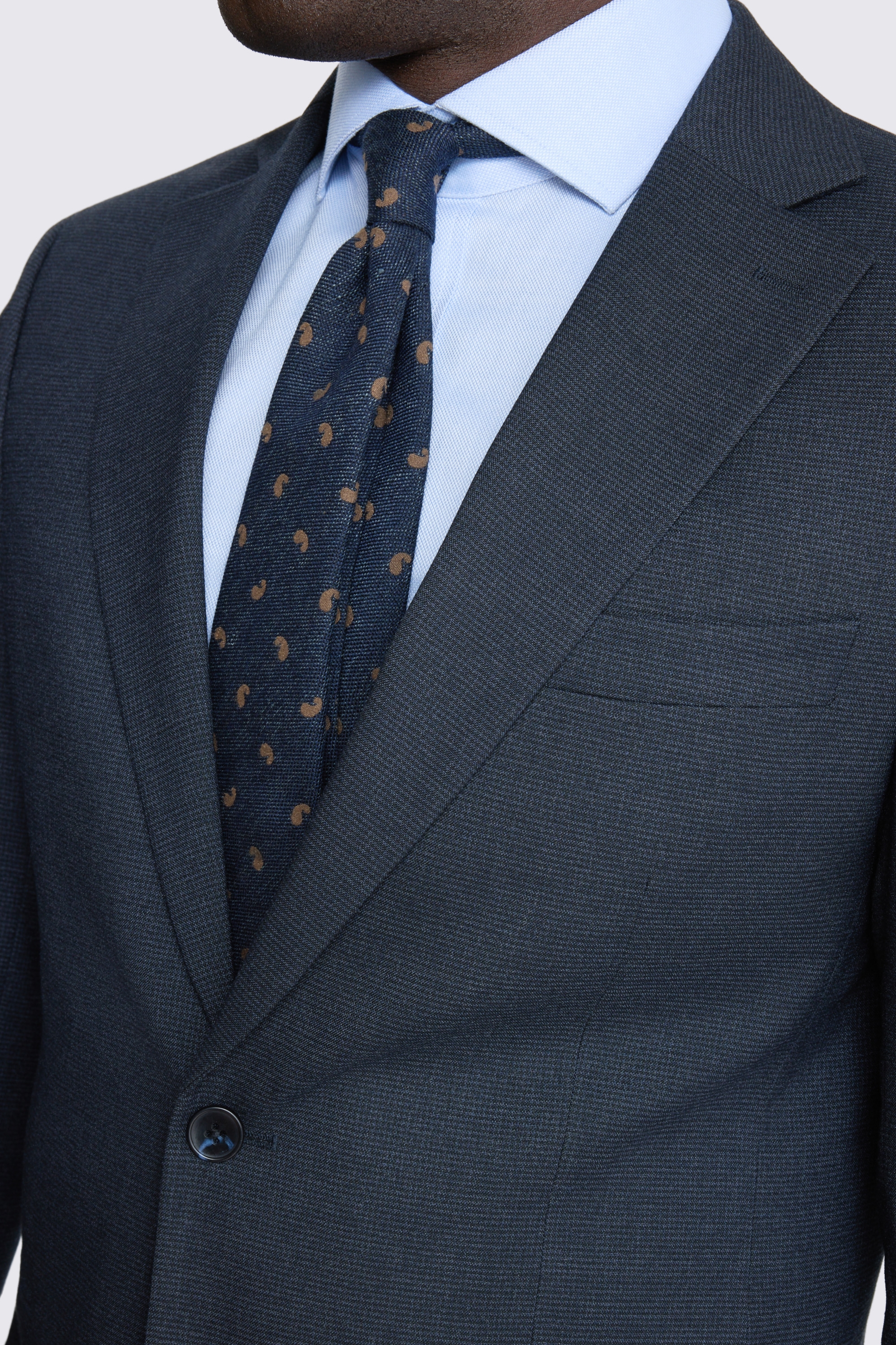 Tailored Fit Dark Navy Puppytooth Suit Jacket 