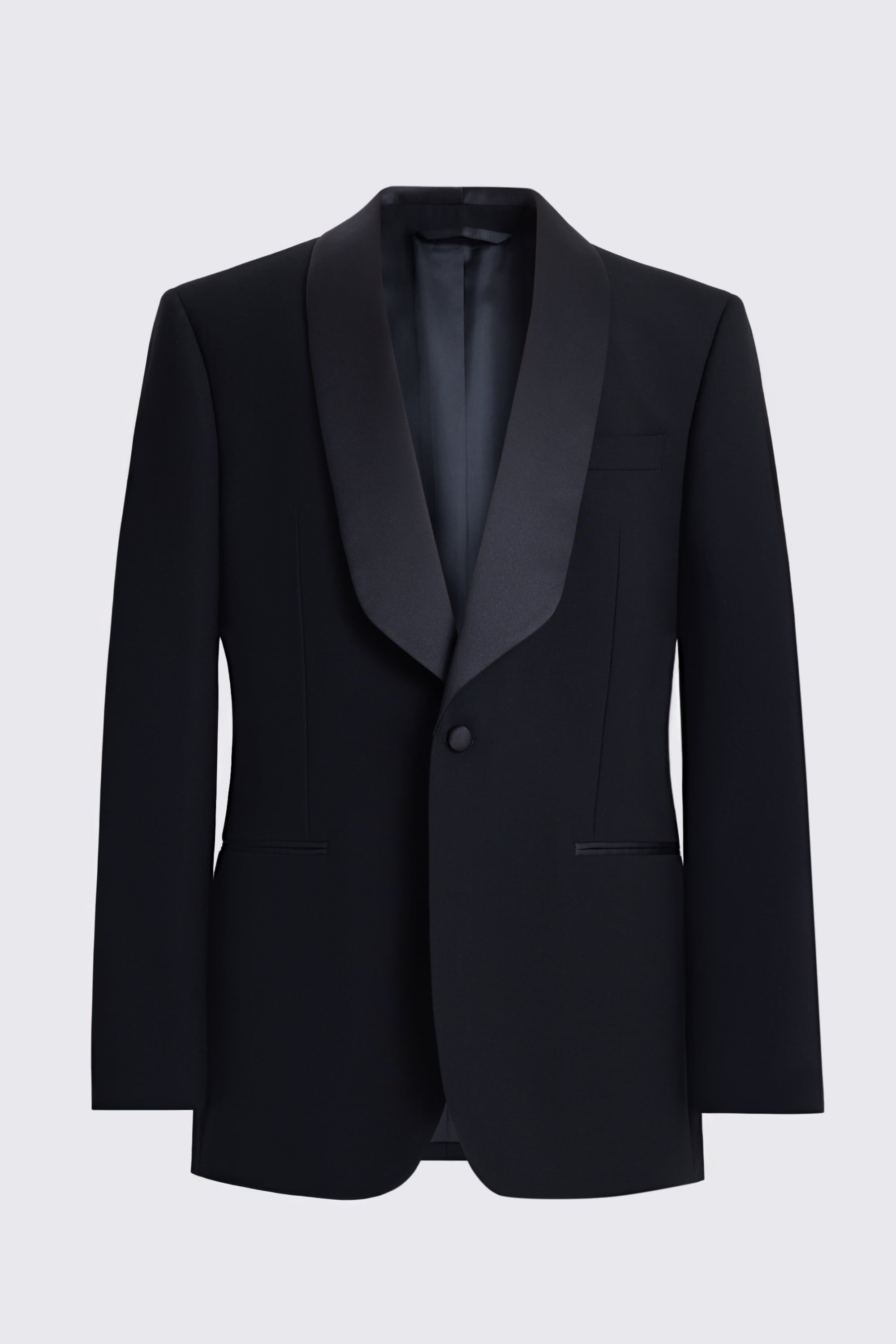 Tailored Fit Black Shawl Lapel Wool Tuxedo Suit