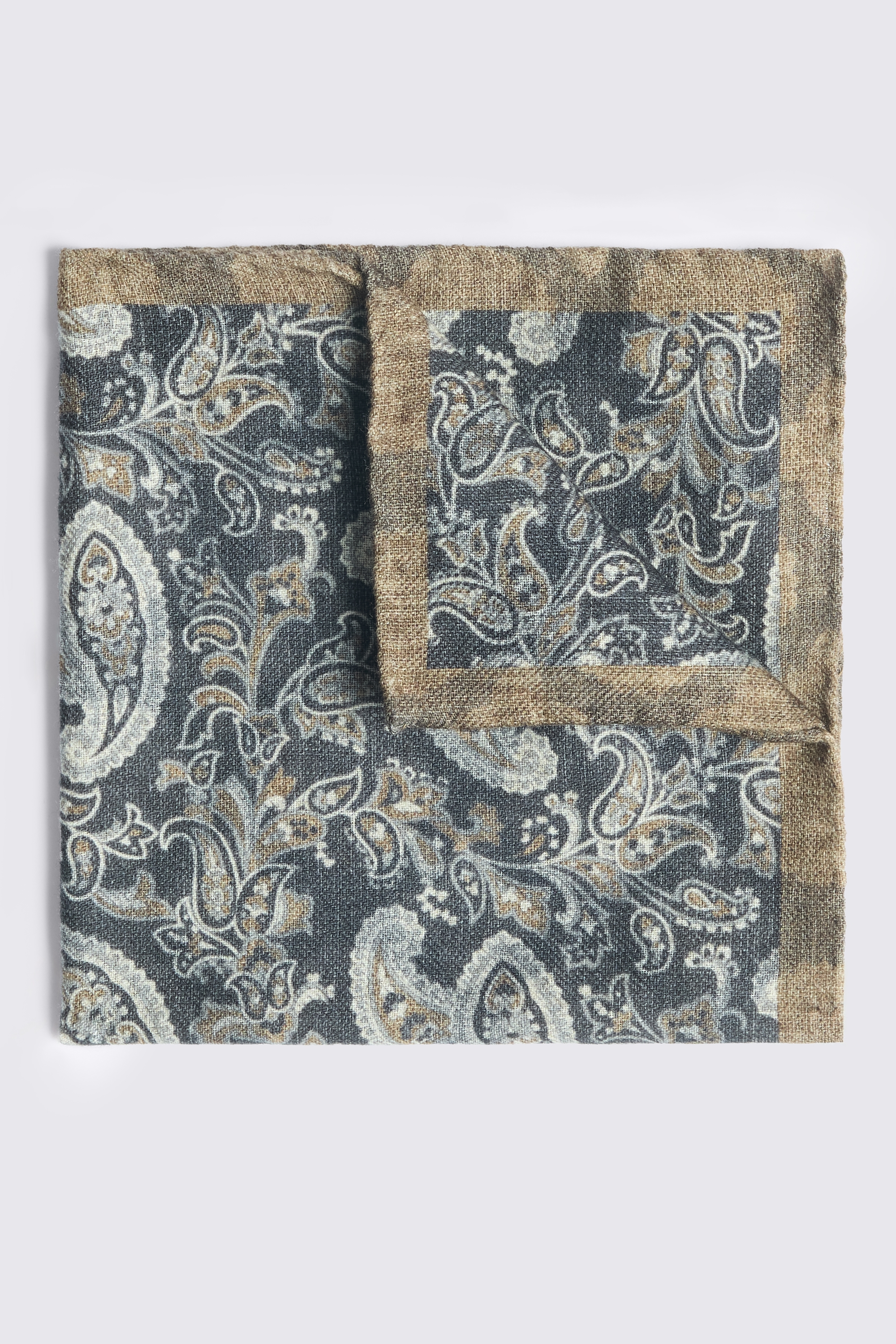Bottinelli Charcoal Double Faced Wool Pocket Square