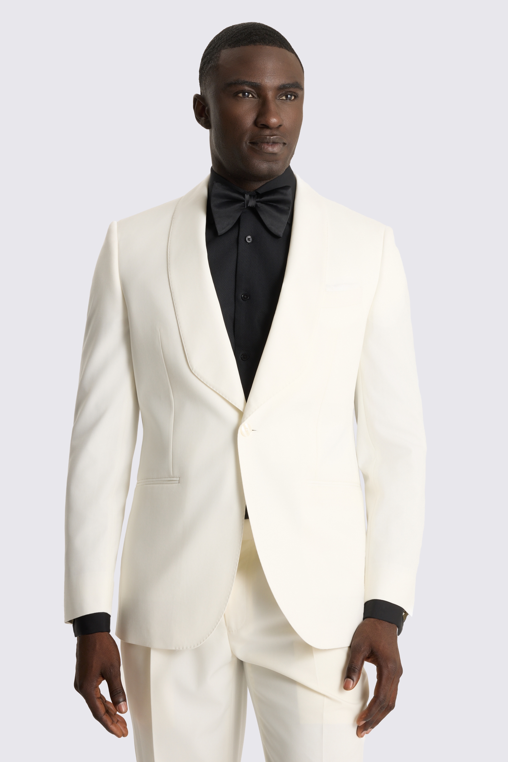 Tailored Fit Off White Shawl Suit