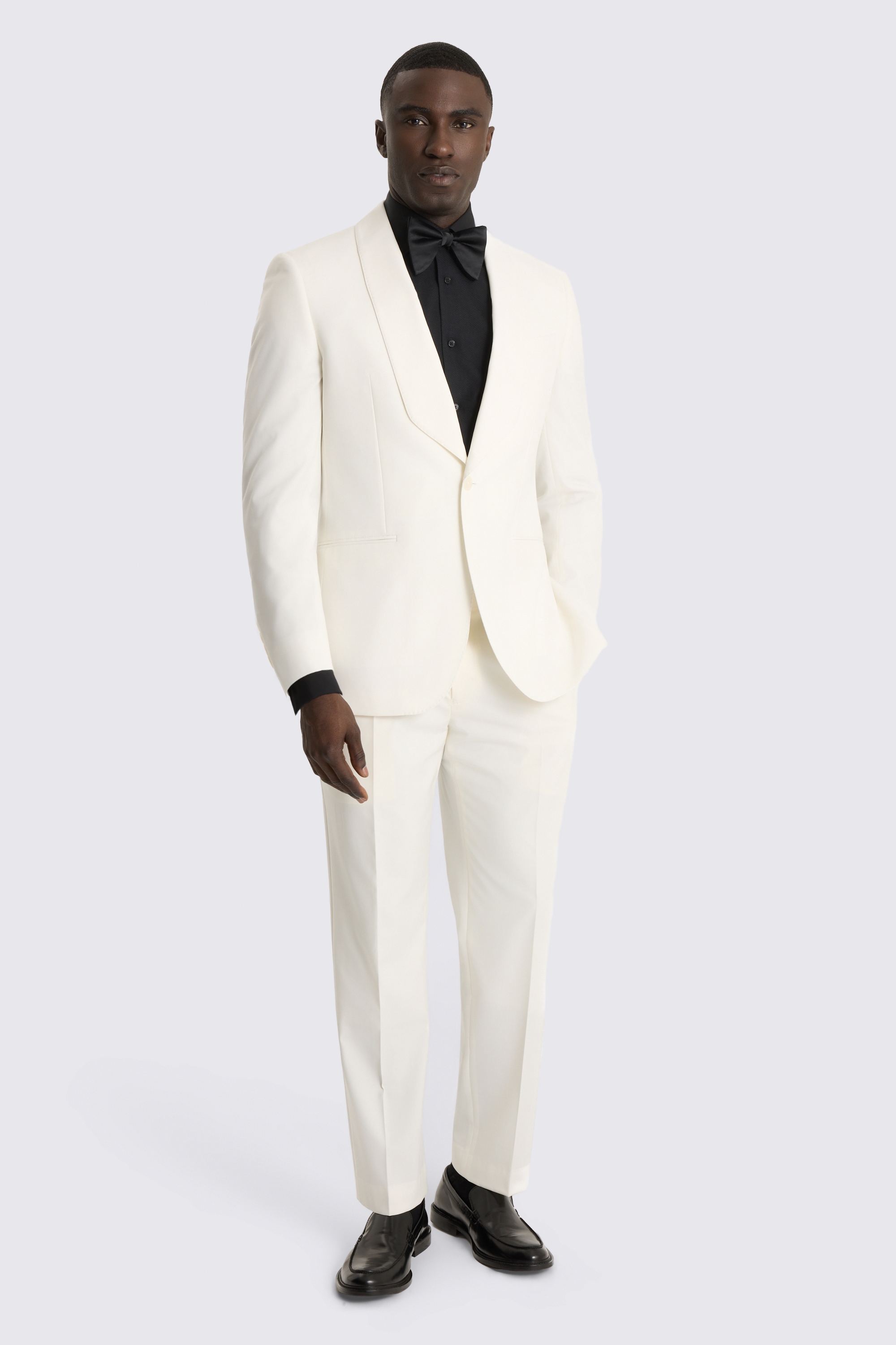 Tailored Fit Off White Shawl Suit