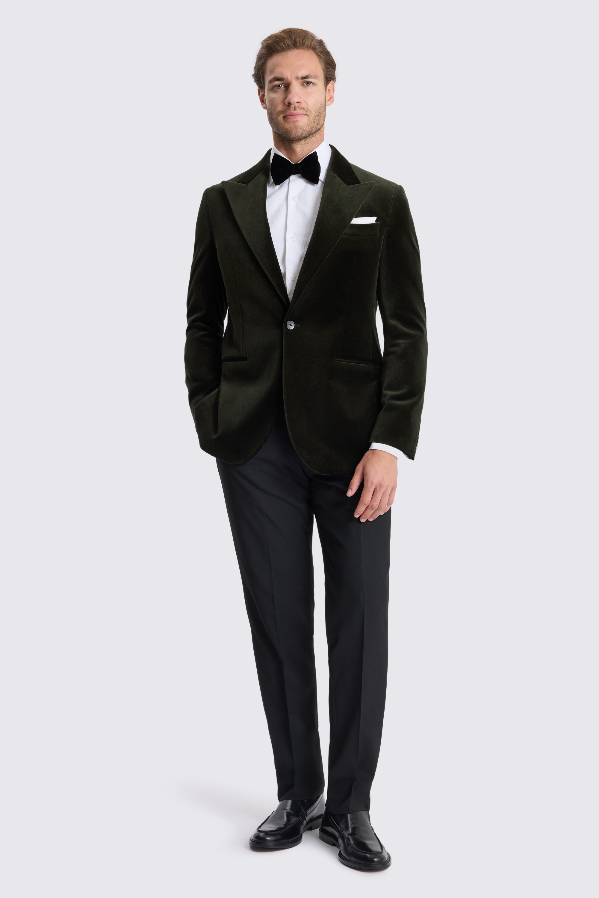 Tailored Fit Dark Olive Velvet Jacket