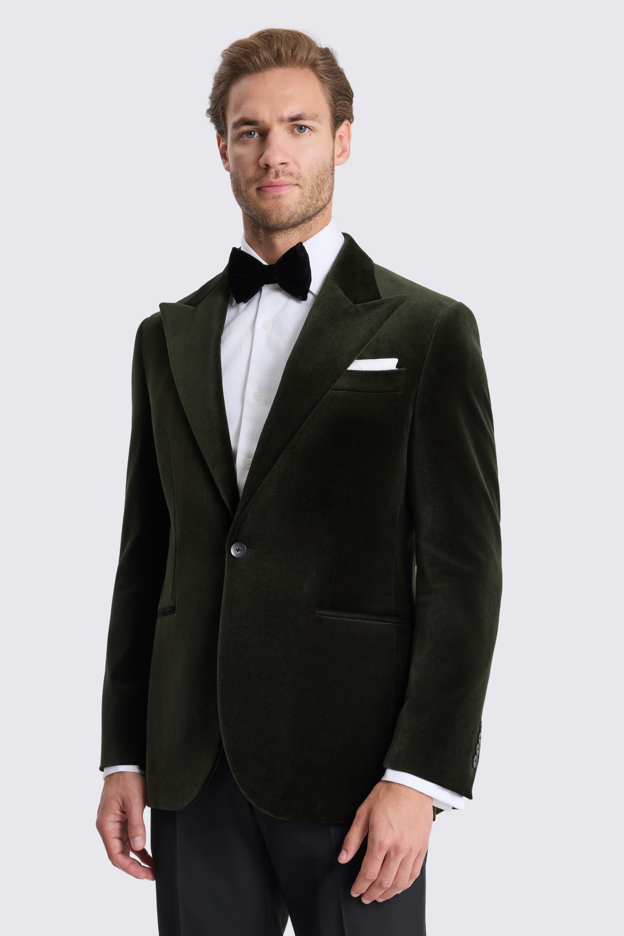 Tailored Fit Dark Olive Velvet Jacket
