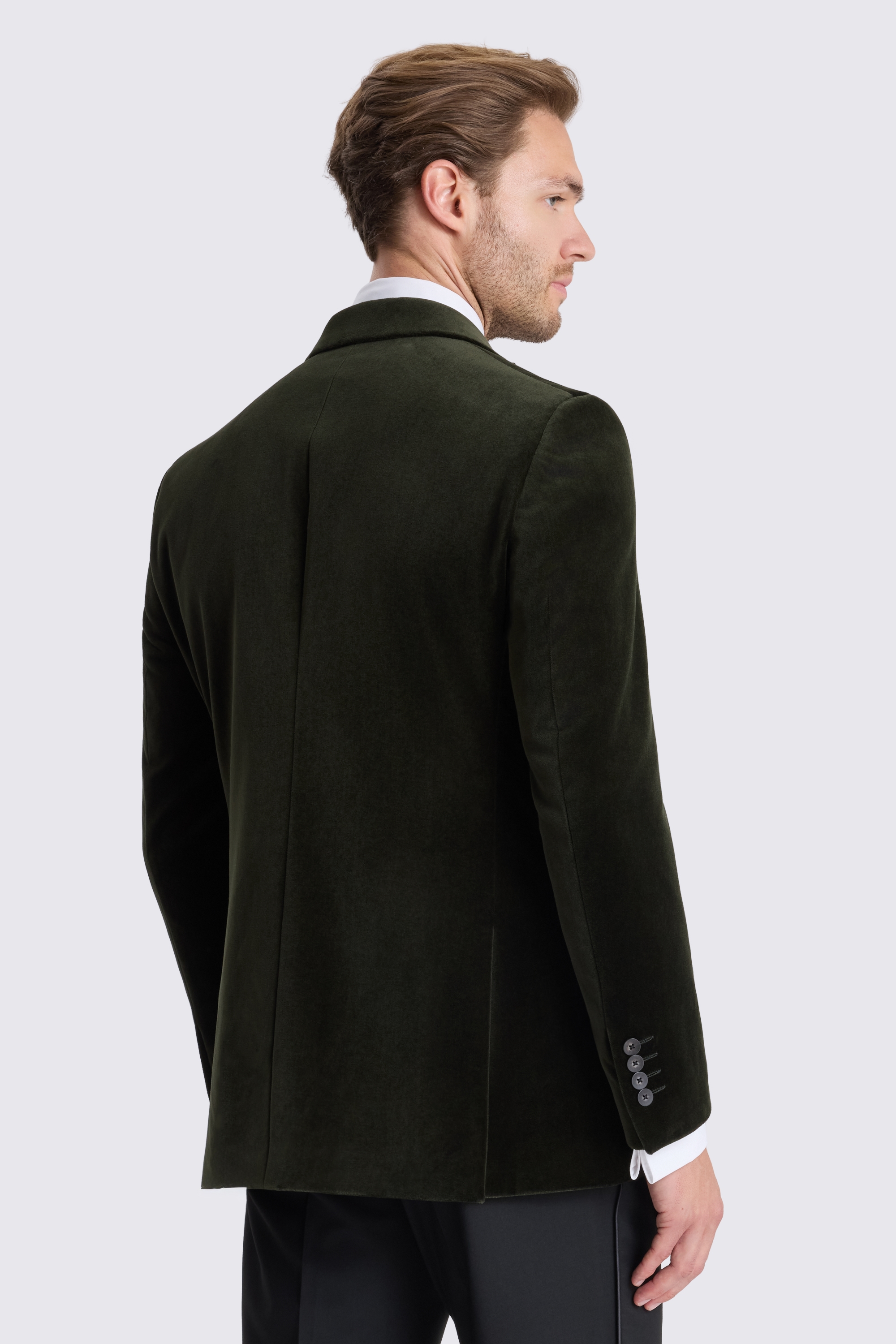 Tailored Fit Dark Olive Velvet Jacket