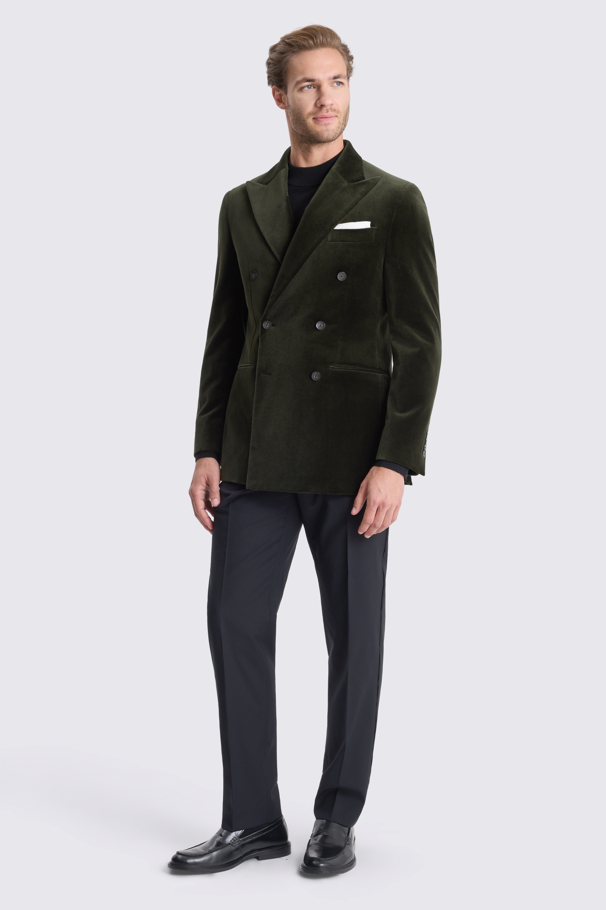 Tailored Fit Dark Olive Velvet Jacket