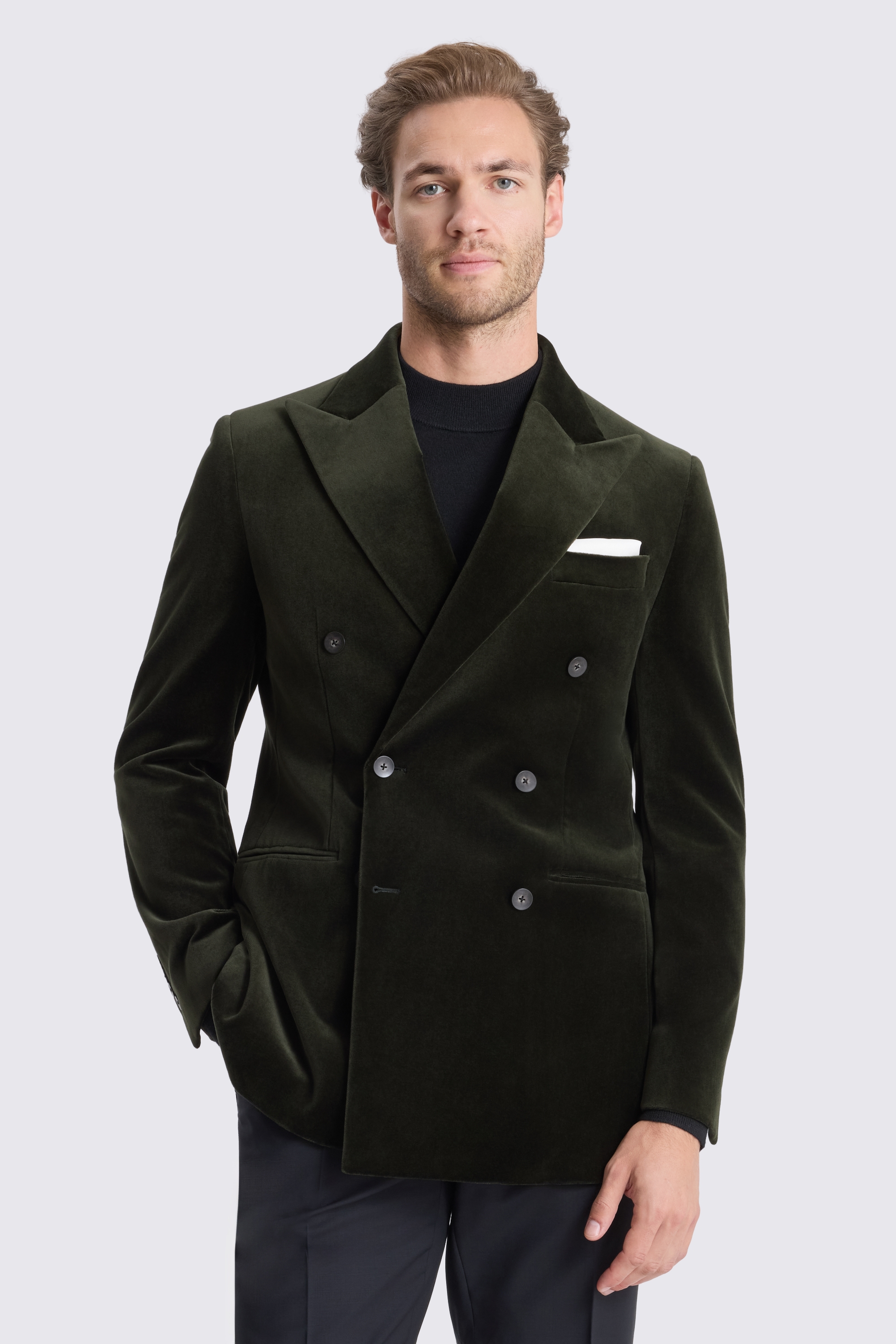 Tailored Fit Dark Olive Velvet Jacket
