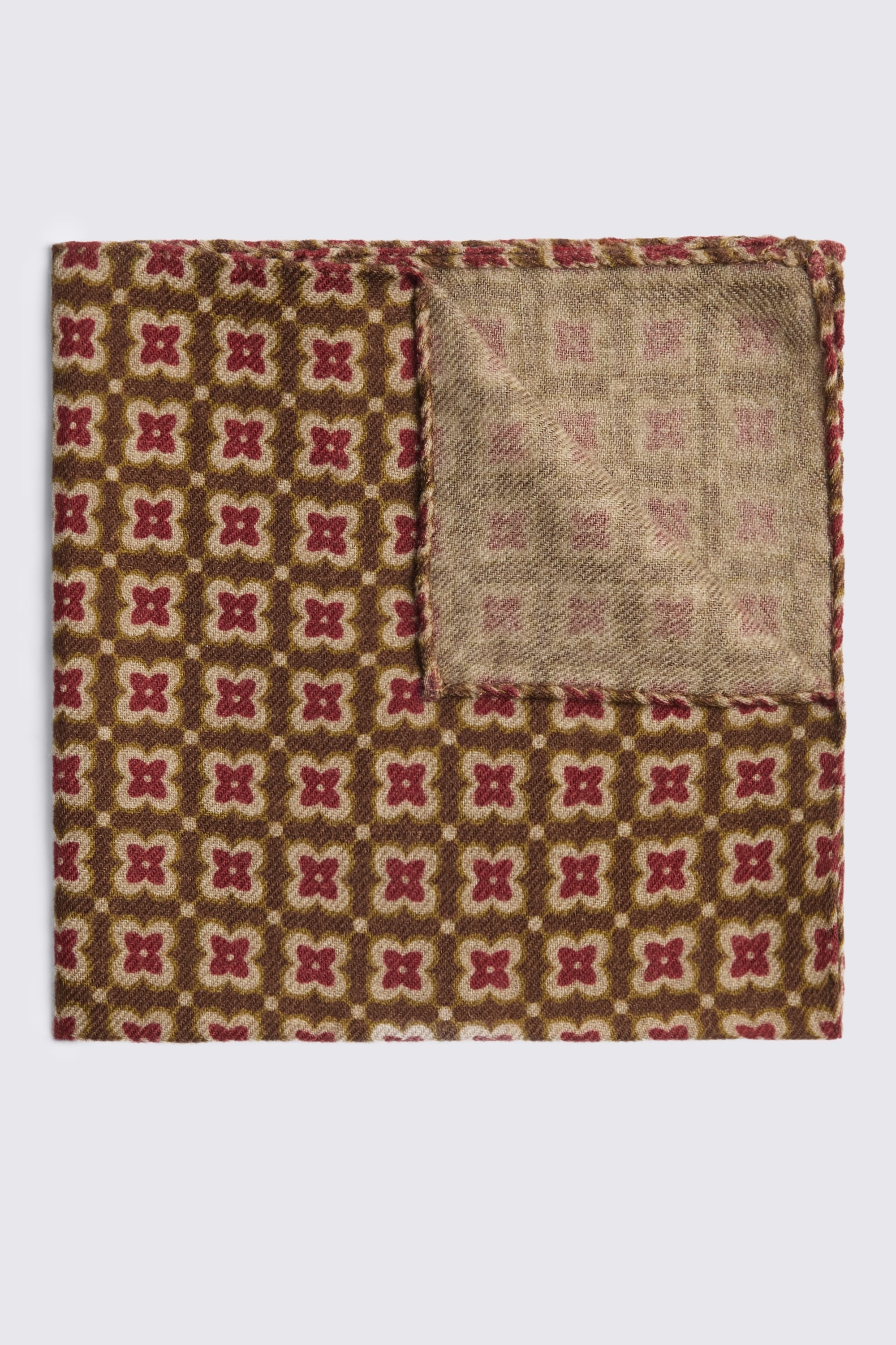 Italian Mid Brown Raspberry Medallion Pocket Square