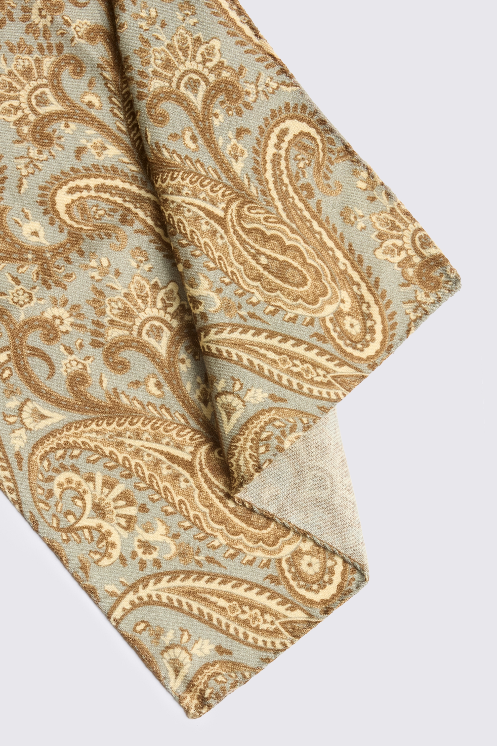Italian Grey Mid Brown Paisley Pocket Square