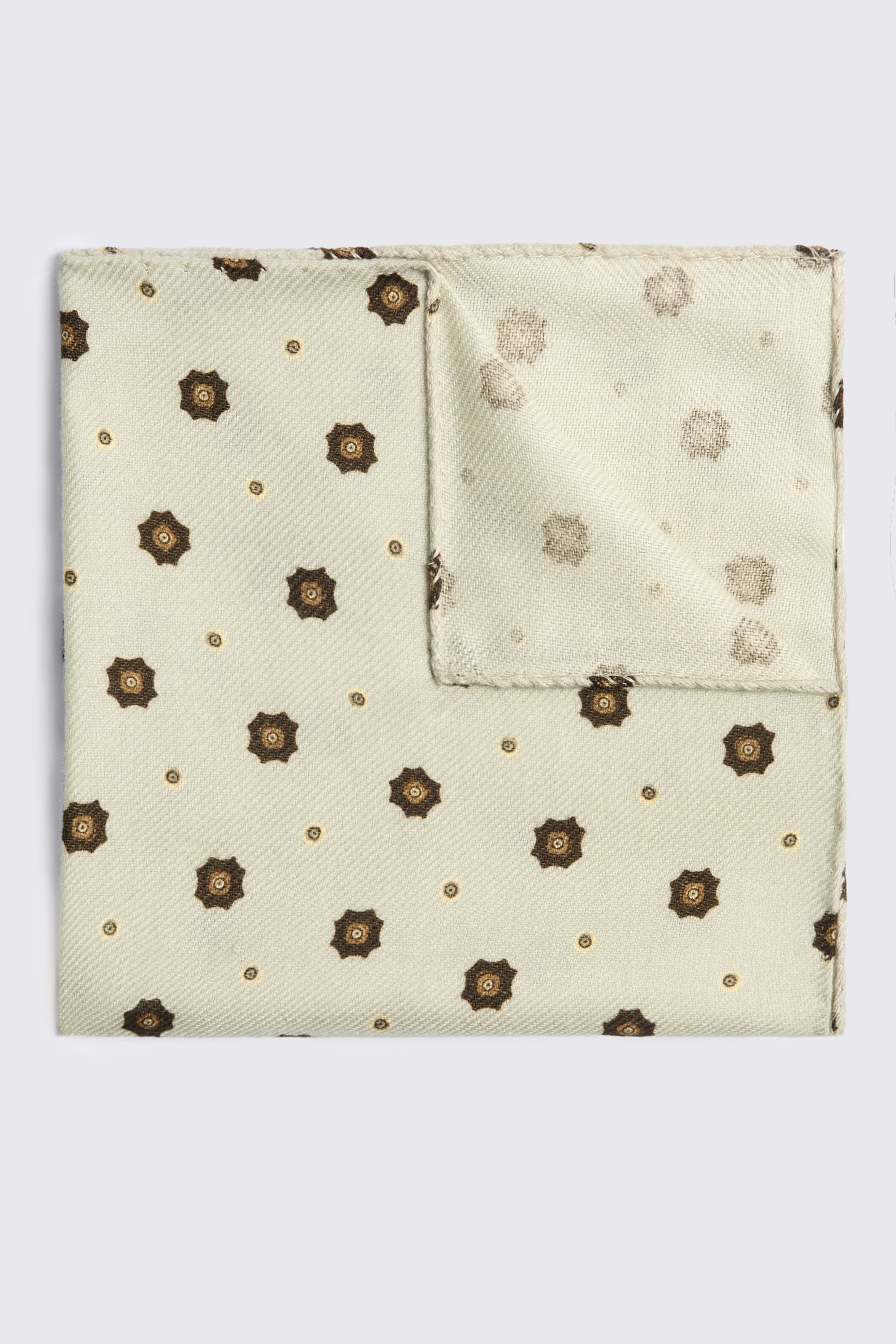 Italian Blue Brown Medallion Pocket Square