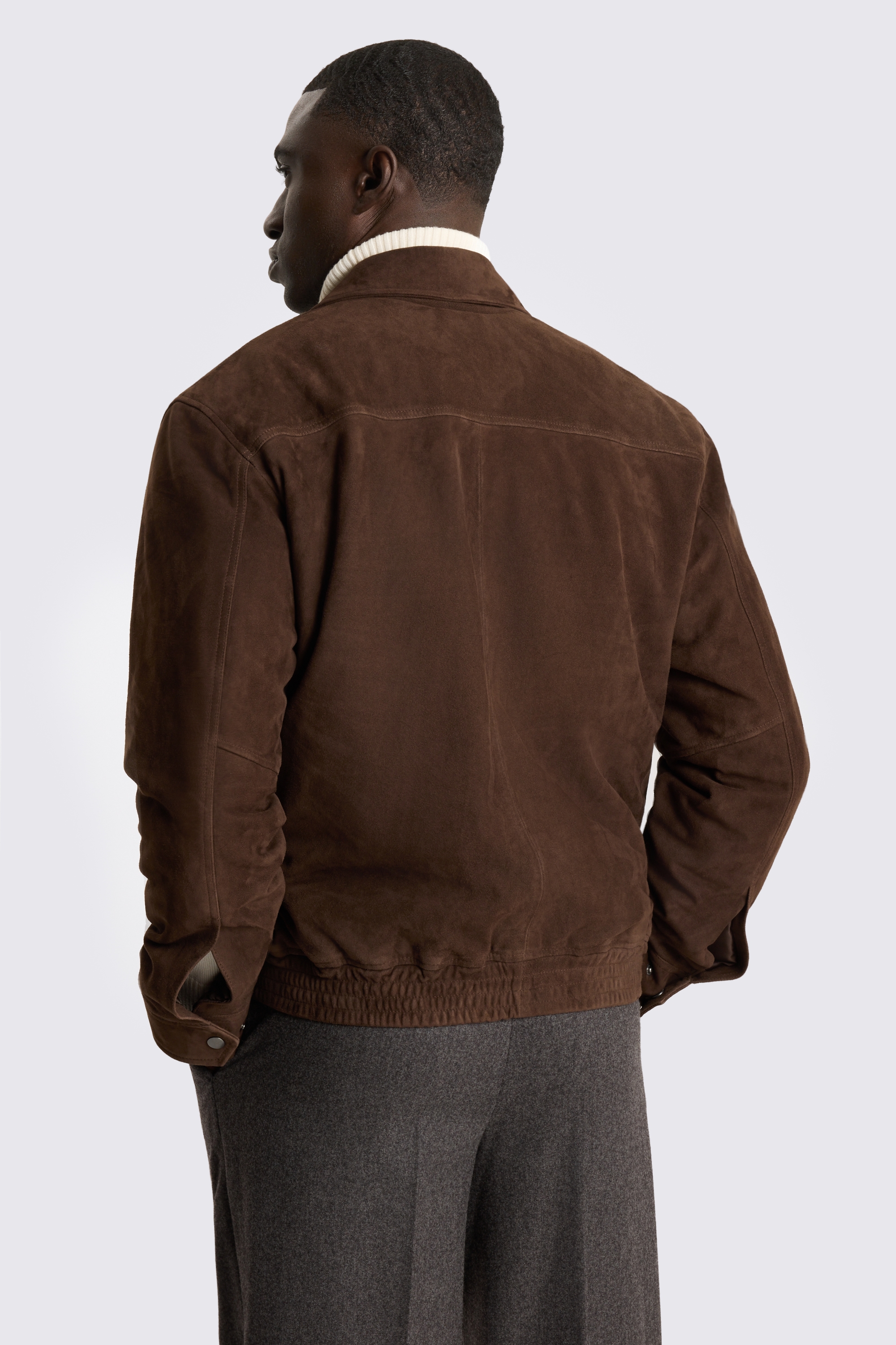 Brown Suede Quilted Blosuon Jacket