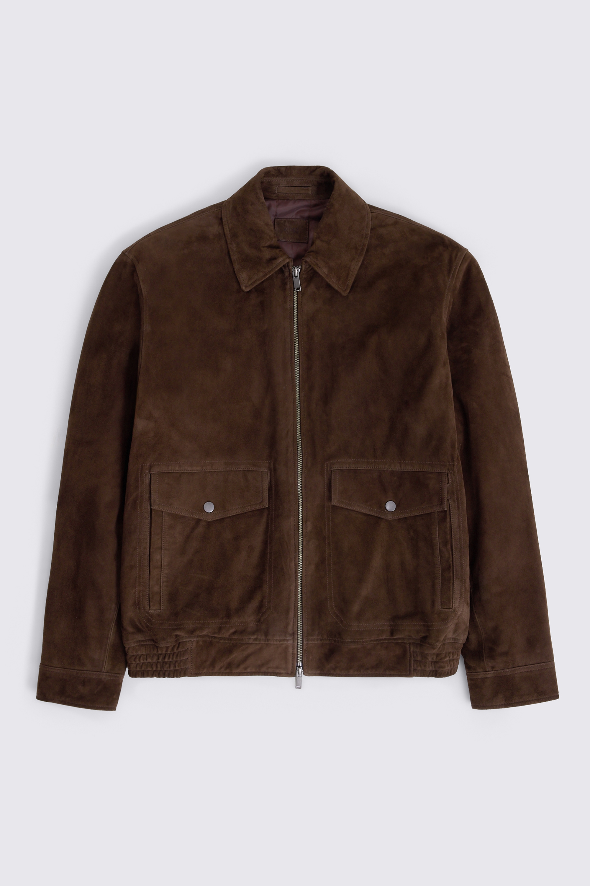 Brown Suede Quilted Blouson Jacket