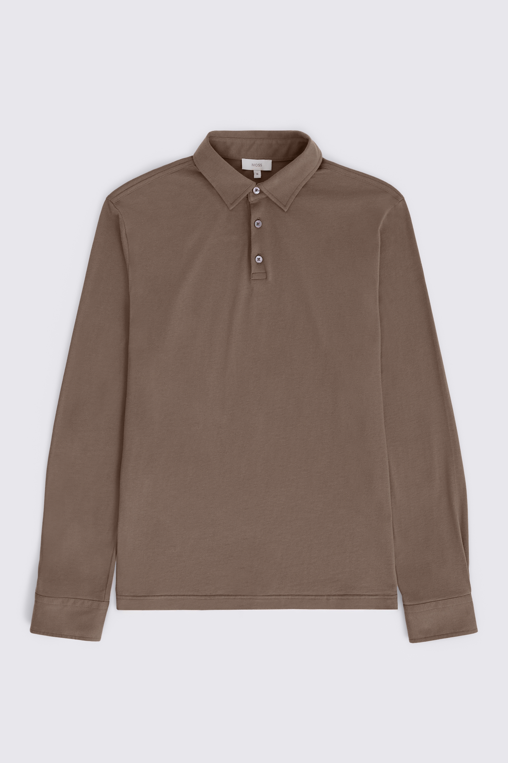 Taupe Jersey Long-Sleeve Polo Shirt