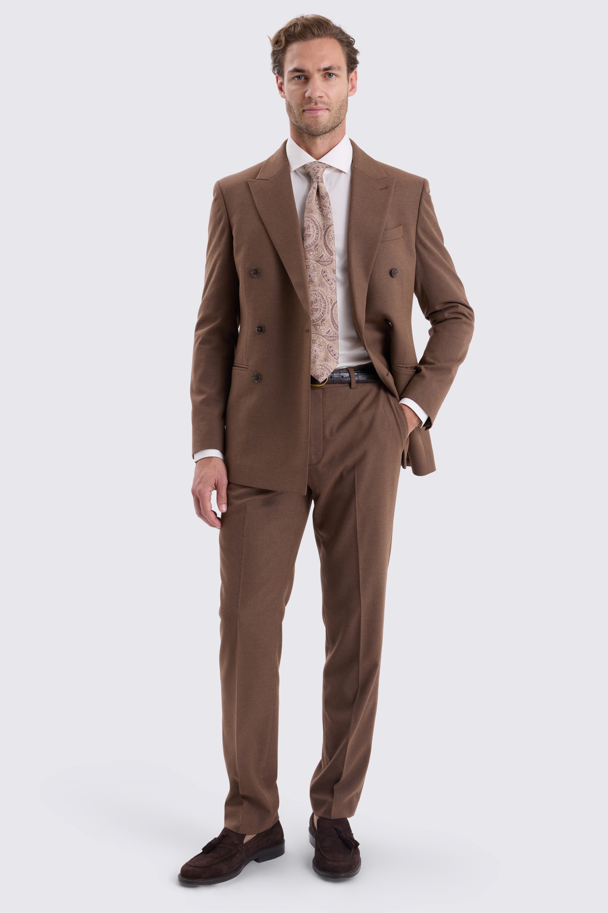 Slim Fit Chestnut Flannel Suit Jacket