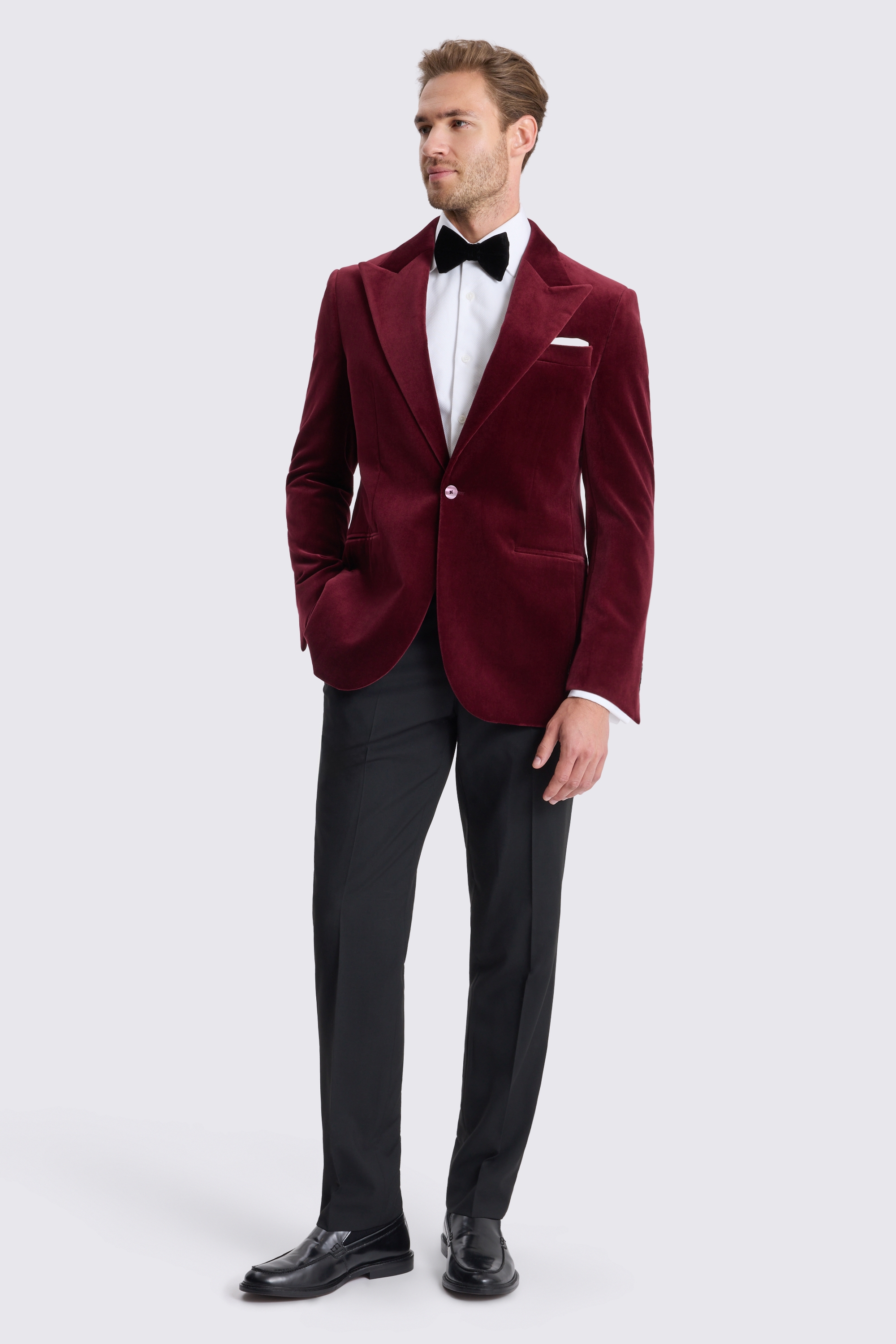 Tailored Fit Burgundy Velvet Jacket