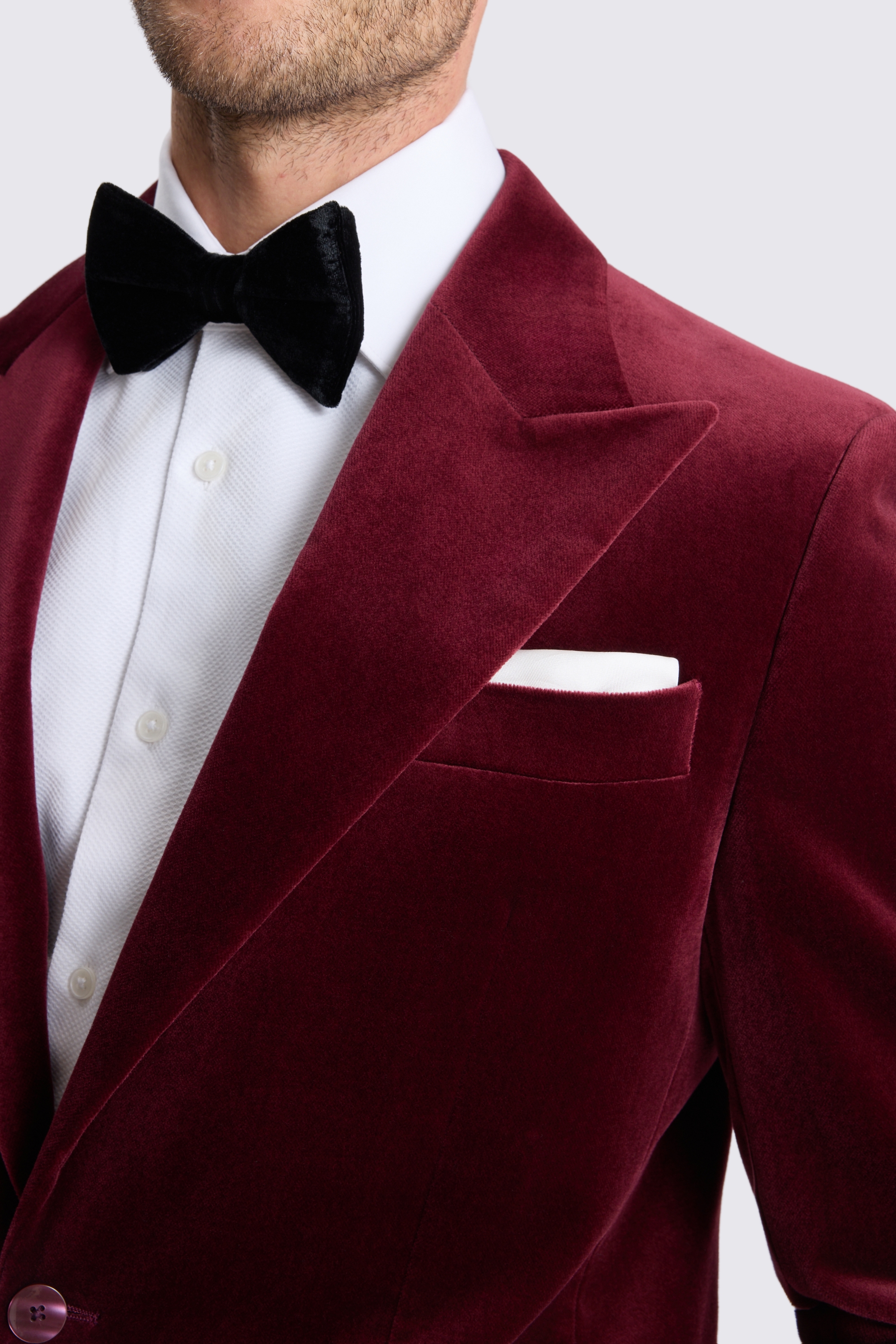 Tailored Fit Burgundy Velvet Jacket