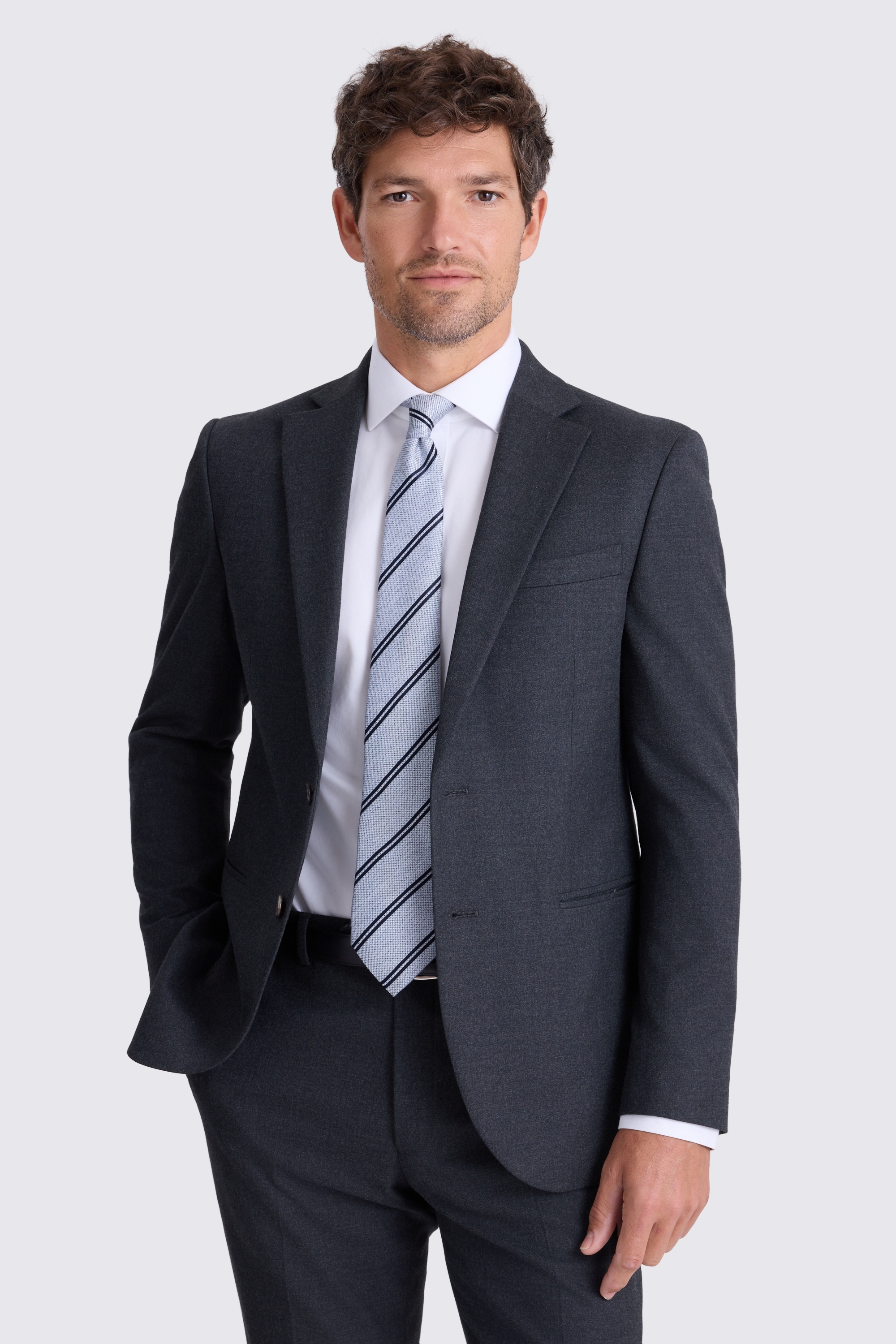 Slim Fit Charcoal Flannel Suit