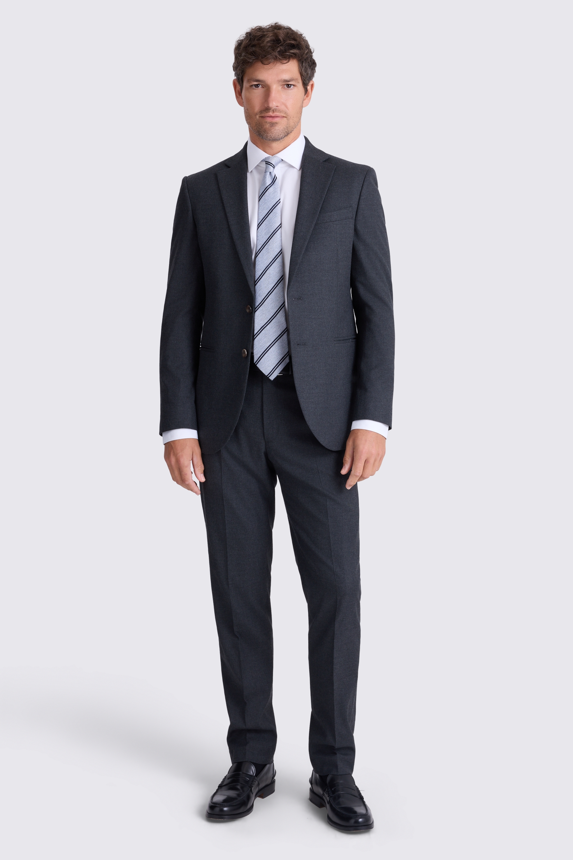 Slim Fit Charcoal Flannel Suit