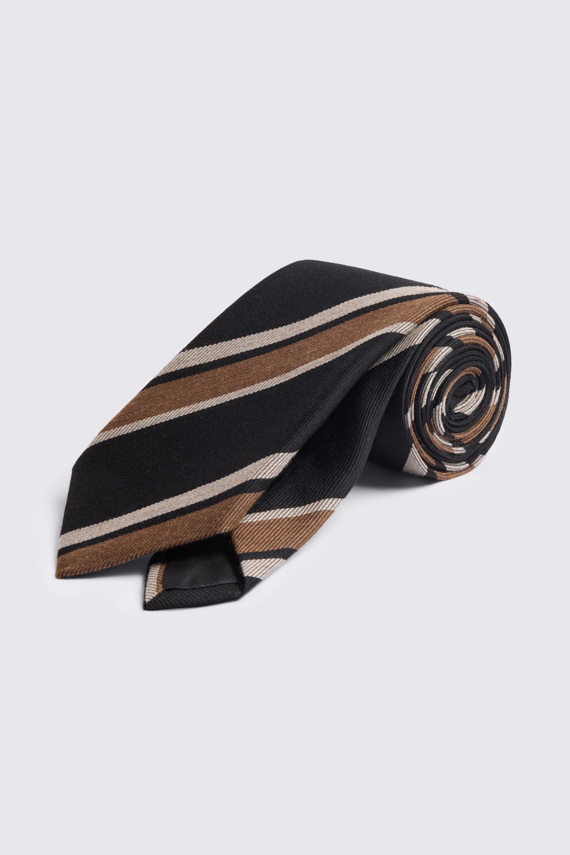 Italian Black Taupe Stripe Tie