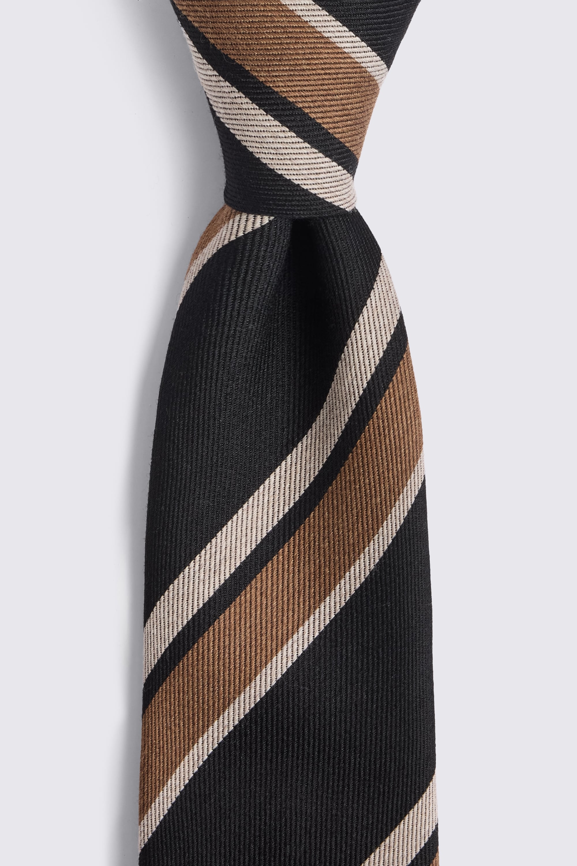 Italian Black Taupe Stripe Tie