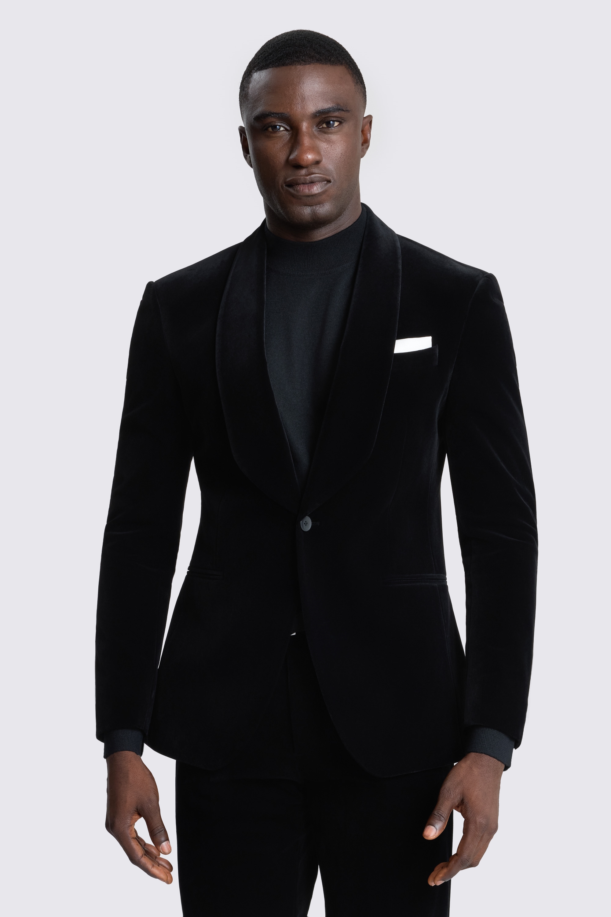 Slim Fit Black Velvet Jacket 