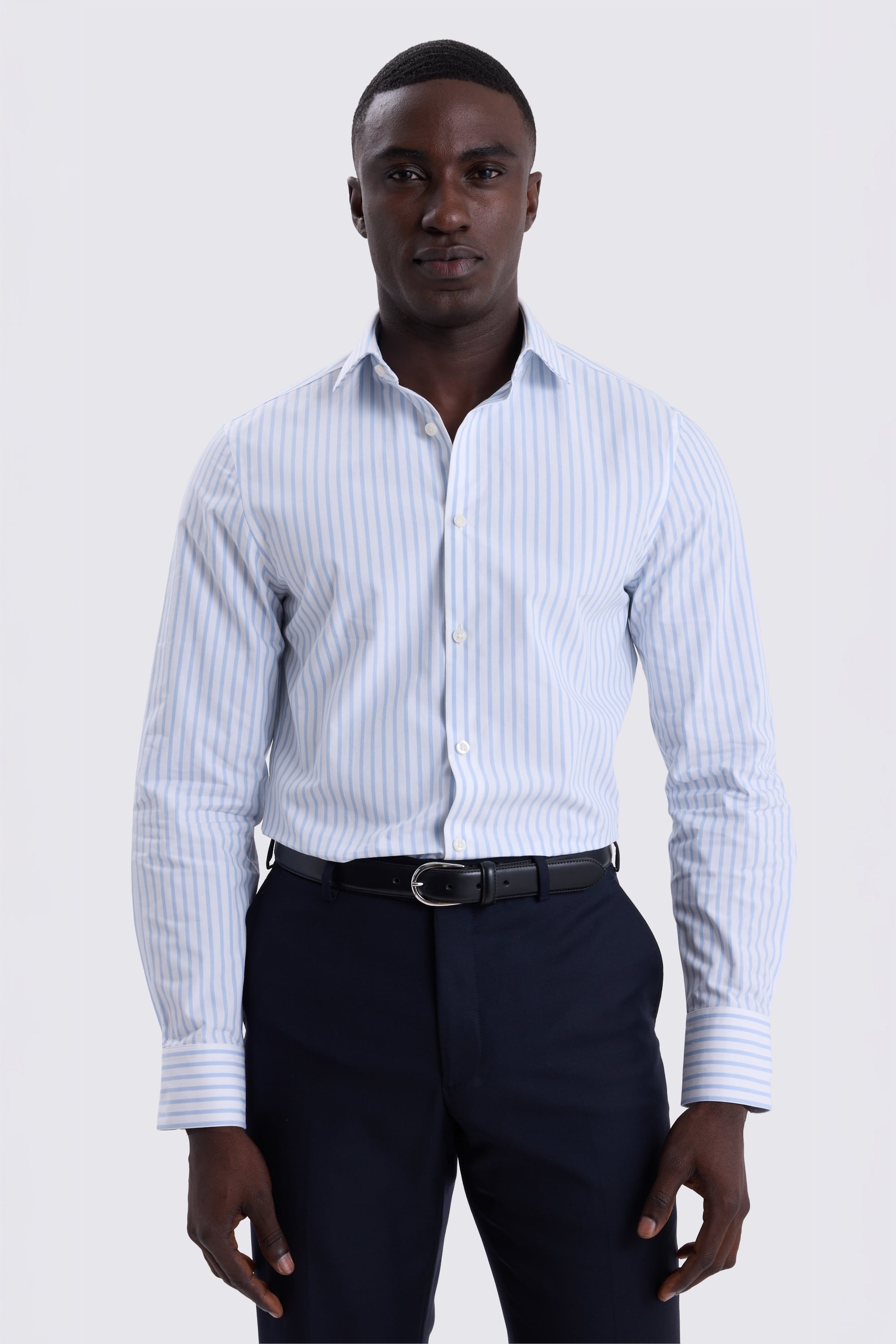 Slim Fit Sky Wide Stripe Shirt S