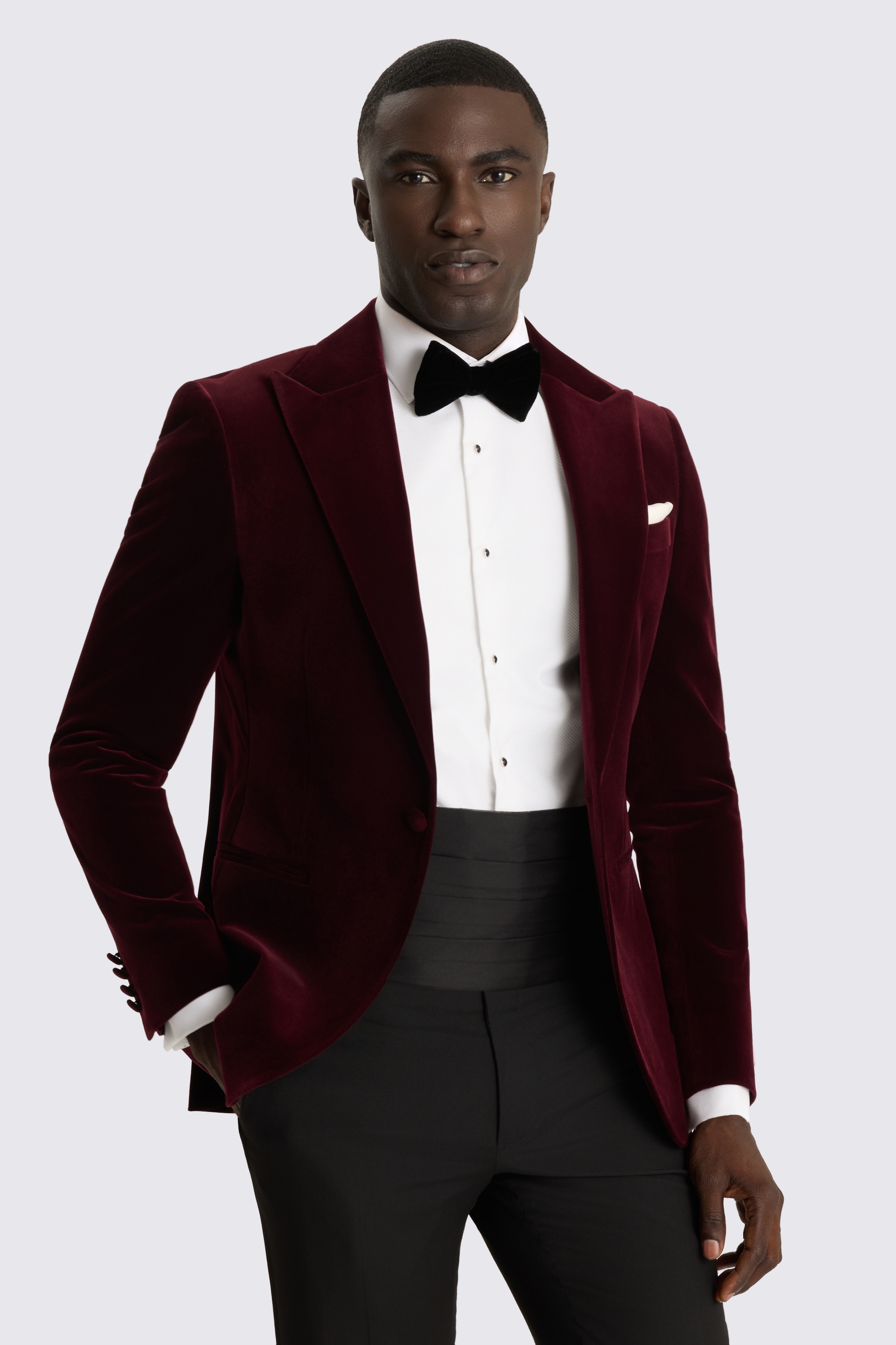 Slim Fit Burgundy Velvet Jacket