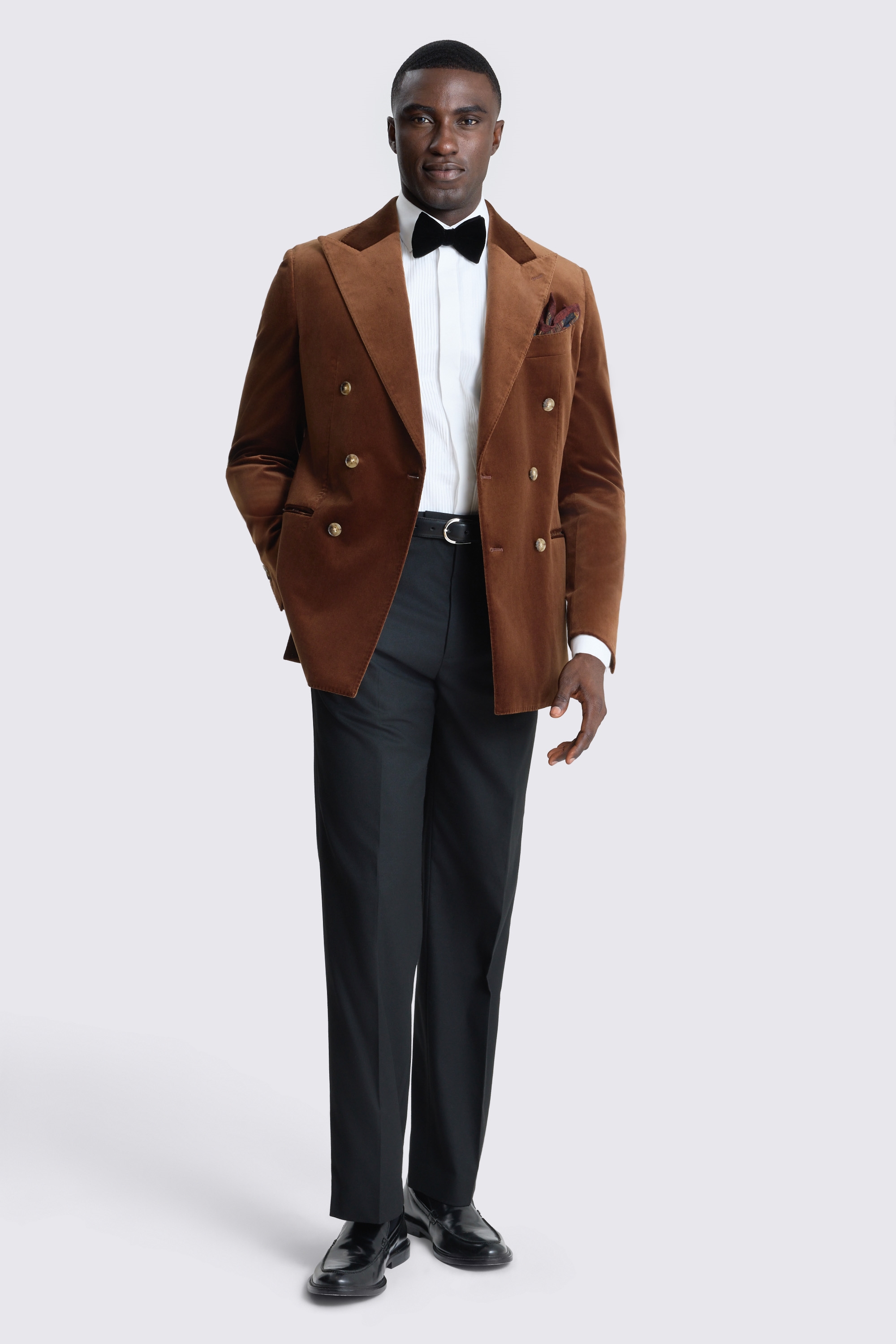 Tailored Fit Dark Chestnut Velvet Suit Jacket 