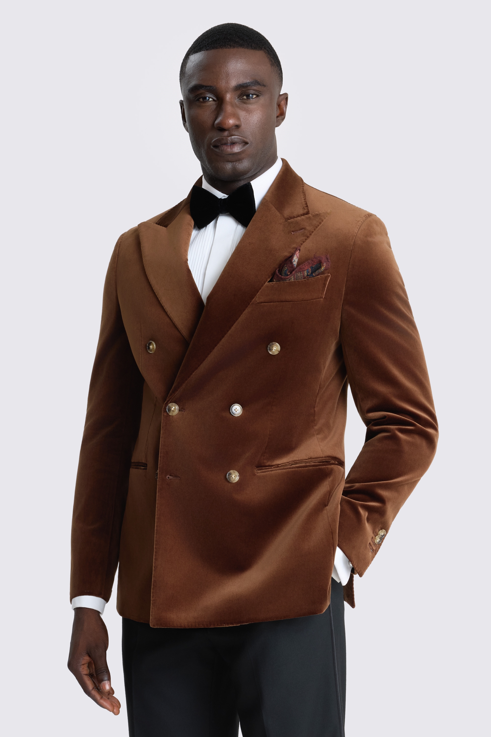 Tailored Fit Dark Chestnut Velvet Suit Jacket 