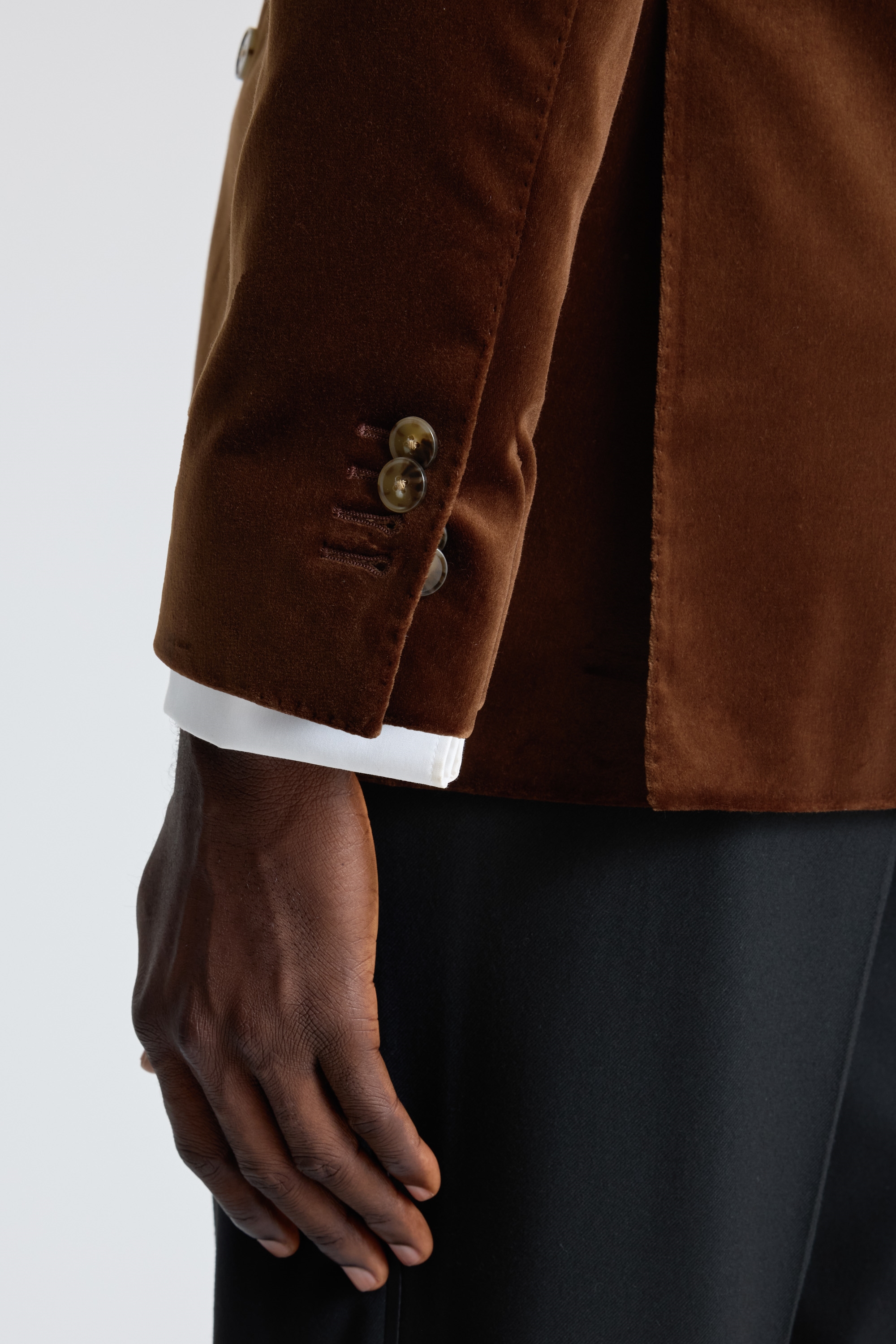 Tailored Fit Dark Chestnut Velvet Suit Jacket 