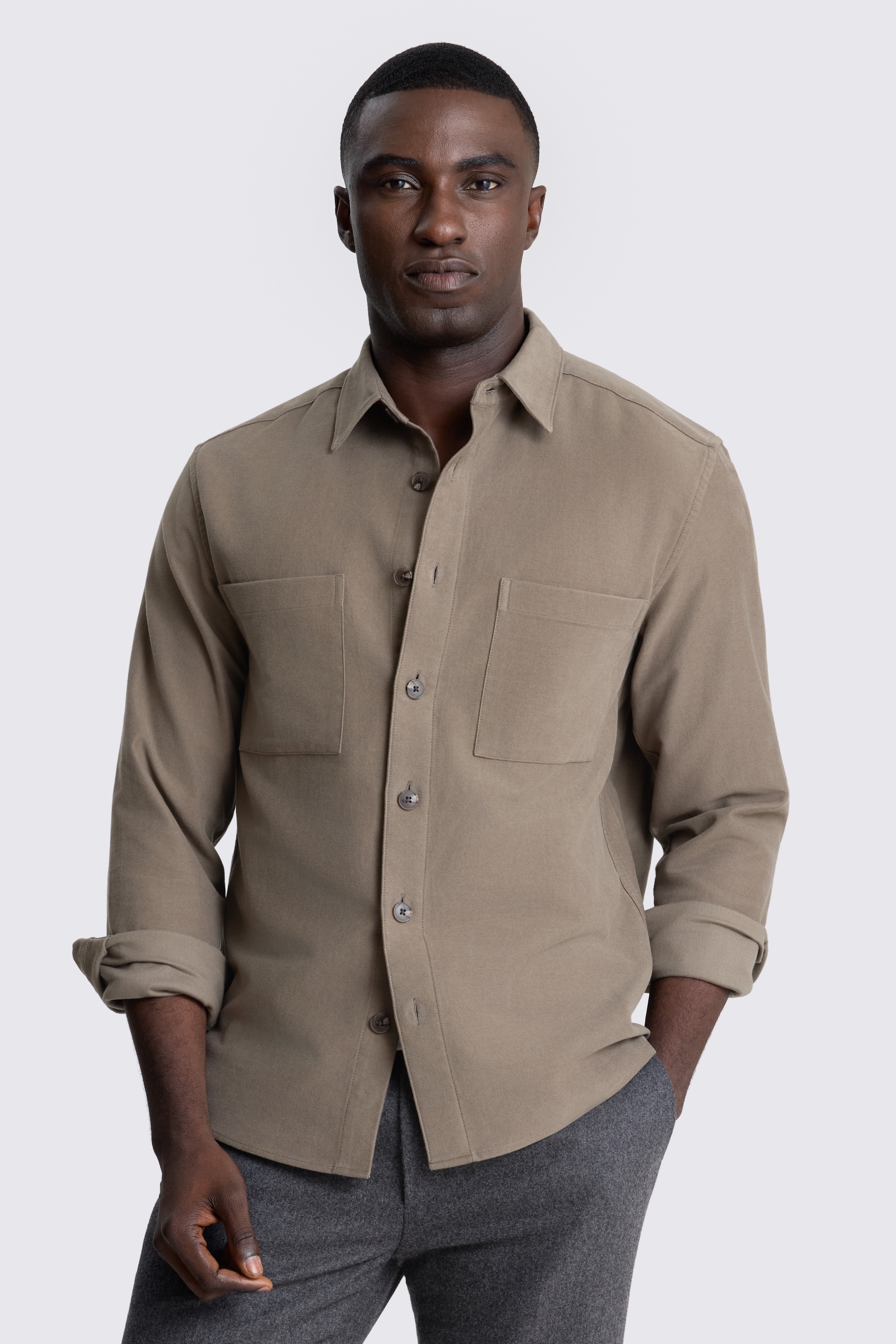 Italian Taupe Moleskin Overshirt