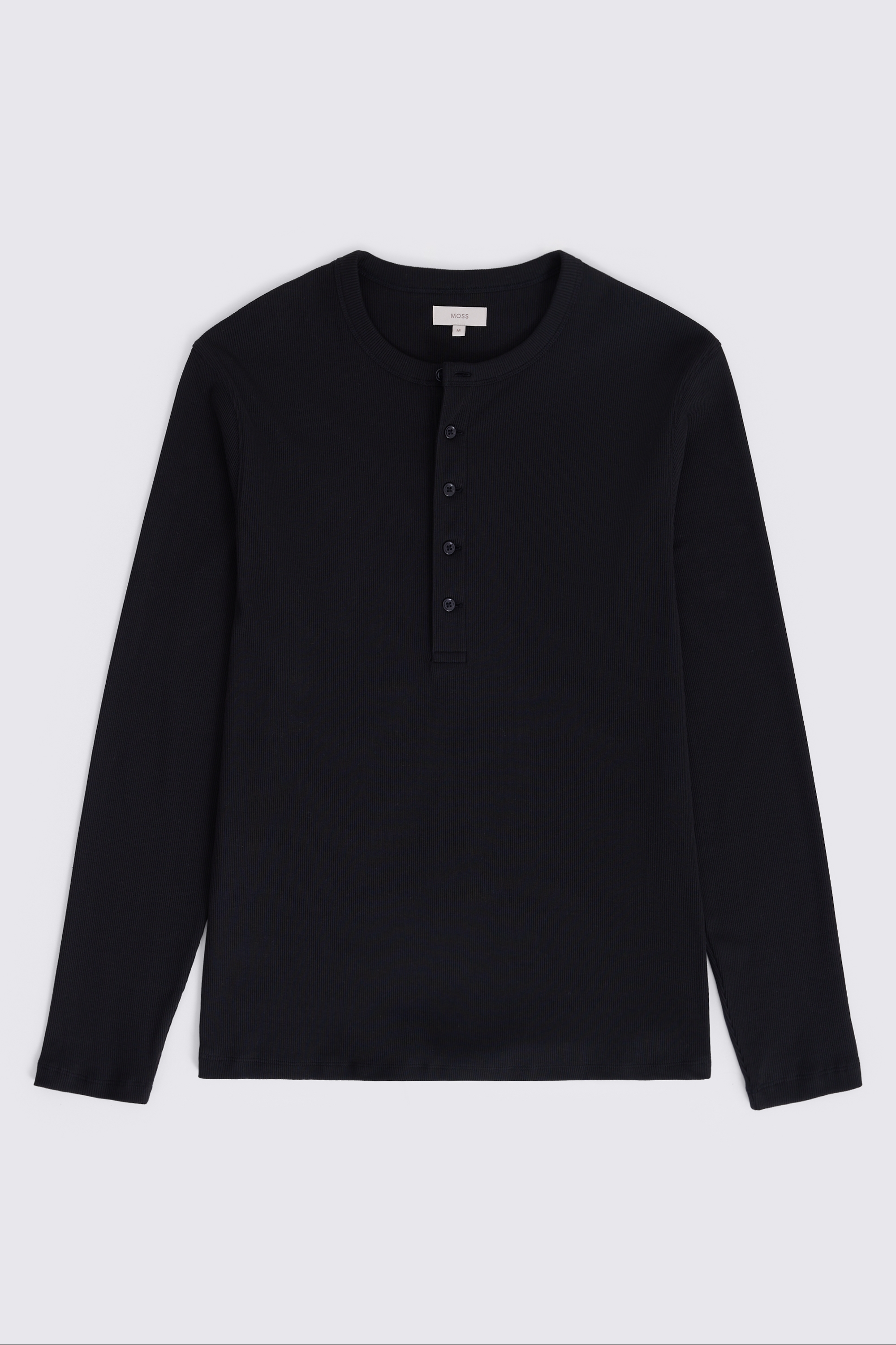Black Ribbed Henley