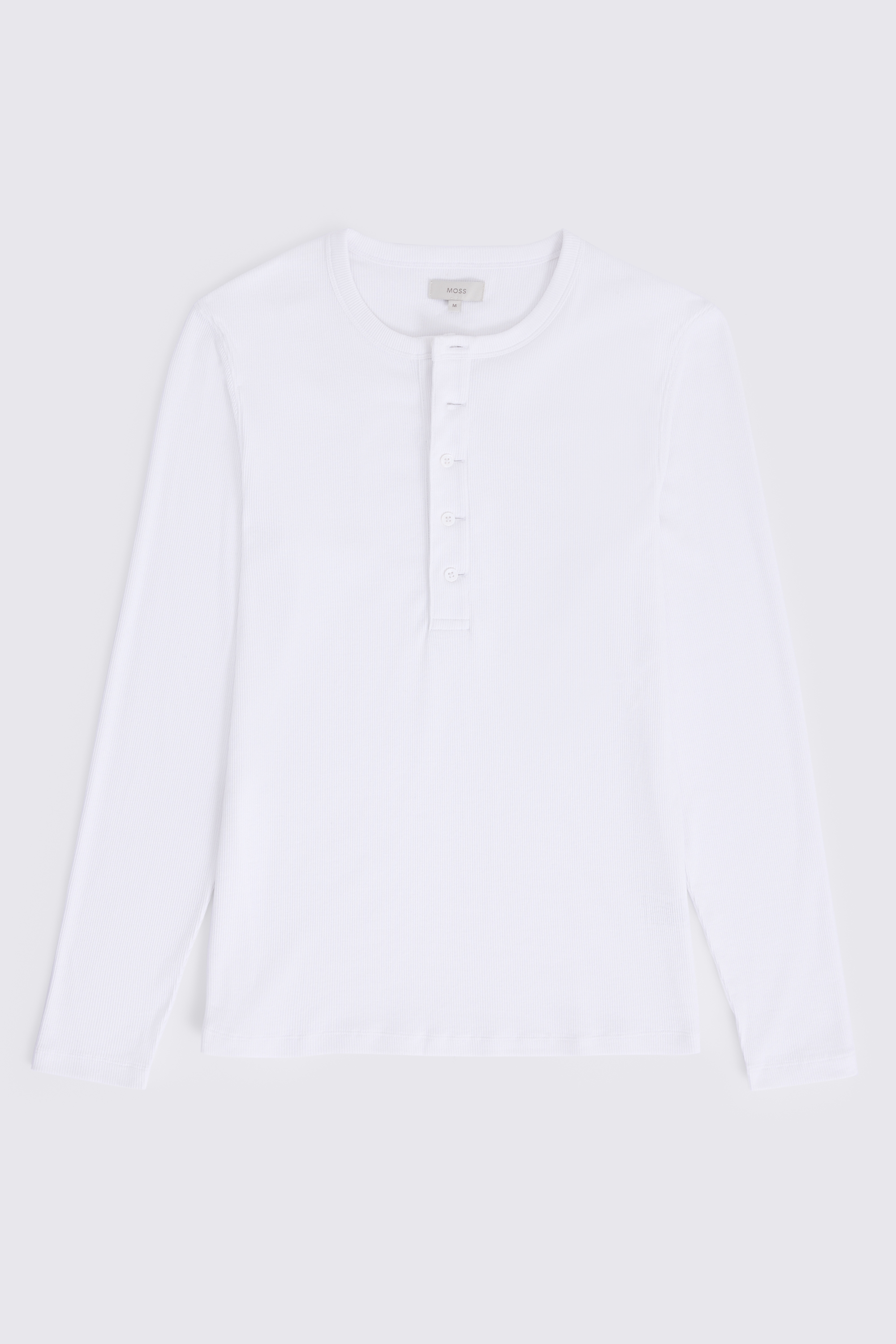 White Ribbed Henley
