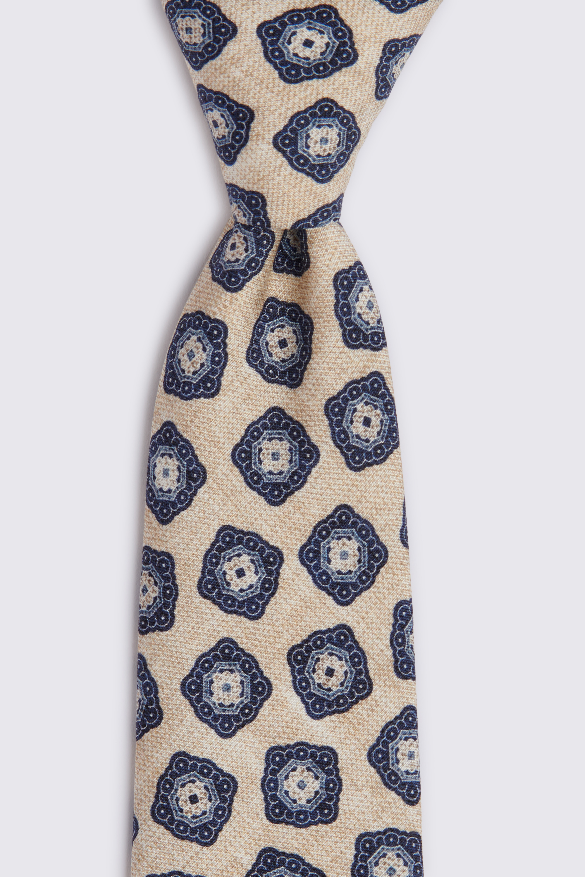 Bottinelli Neutral & Navy Silk Medallion Tie