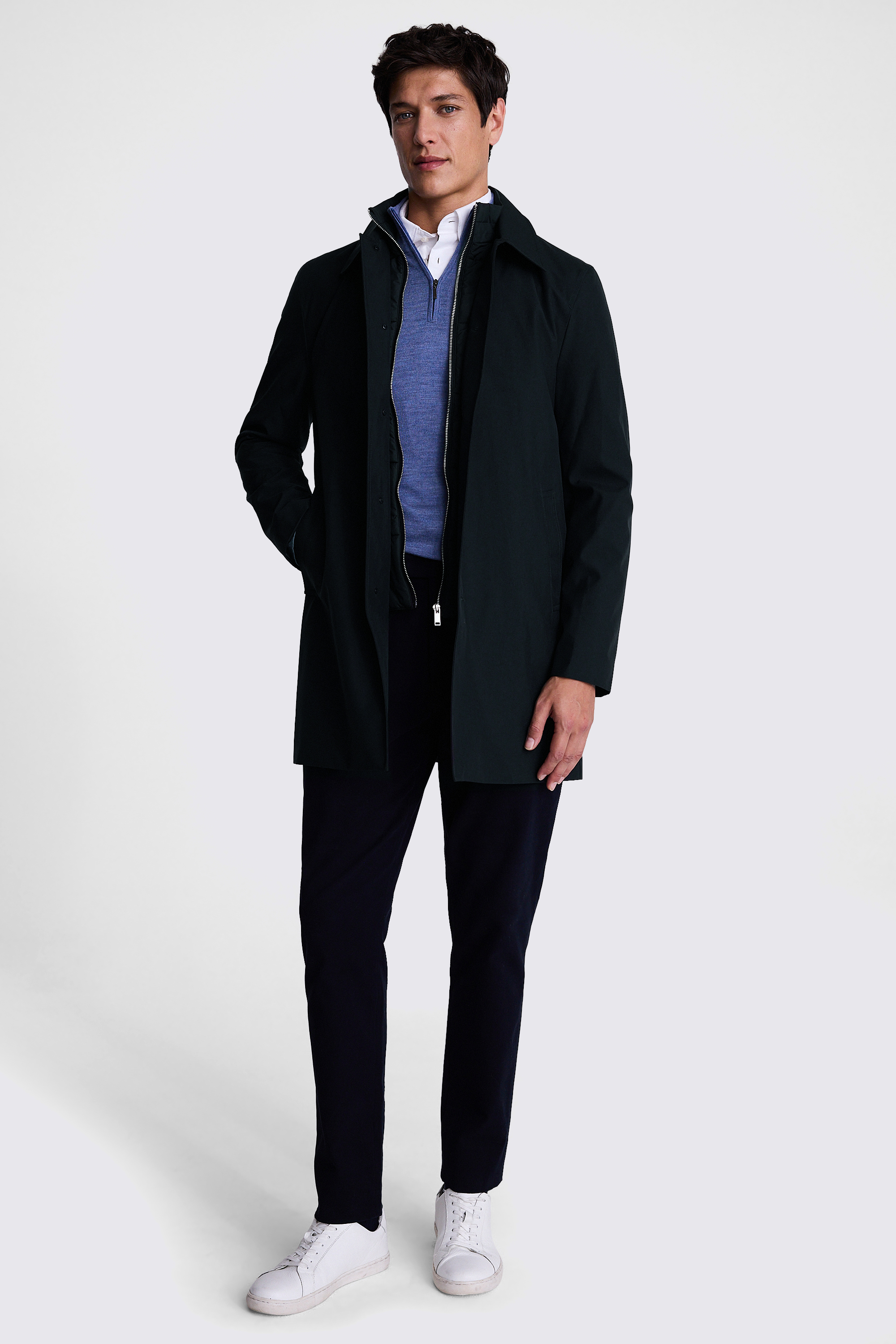 Navy Raincoat With Removable Insert