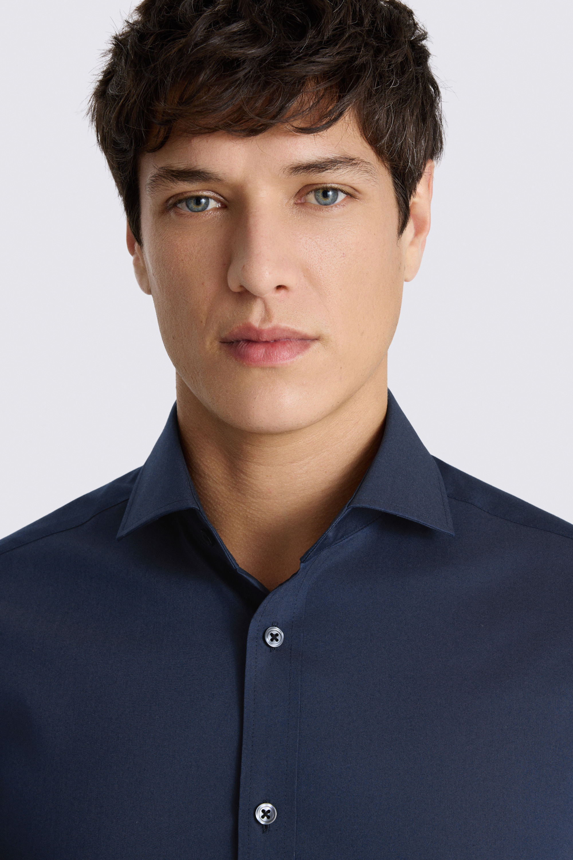 Tailored Fit Dark Blue Stretch Shirt