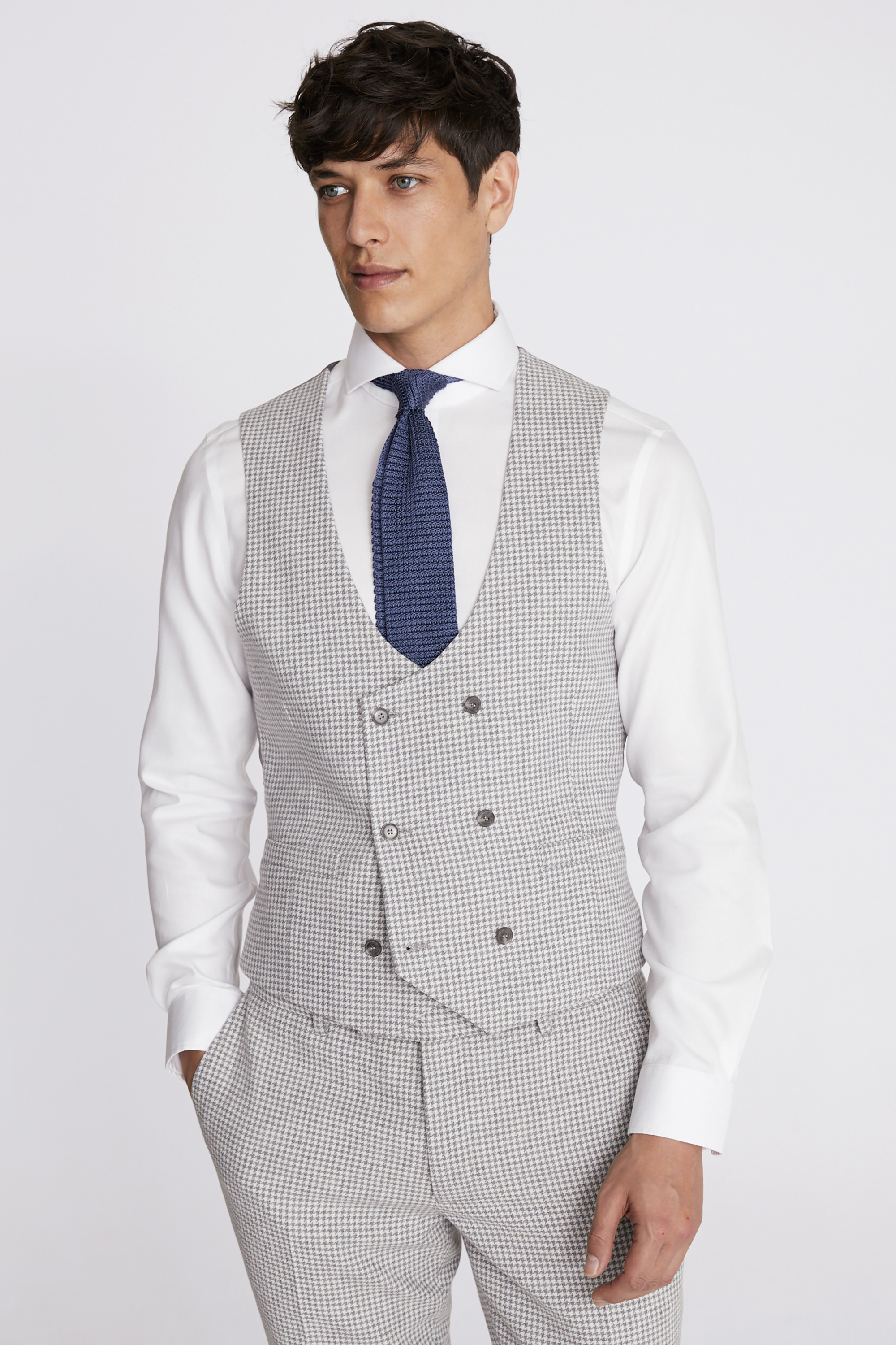 Charcoal Houndstooth Waistcoat | Buy Online at Moss