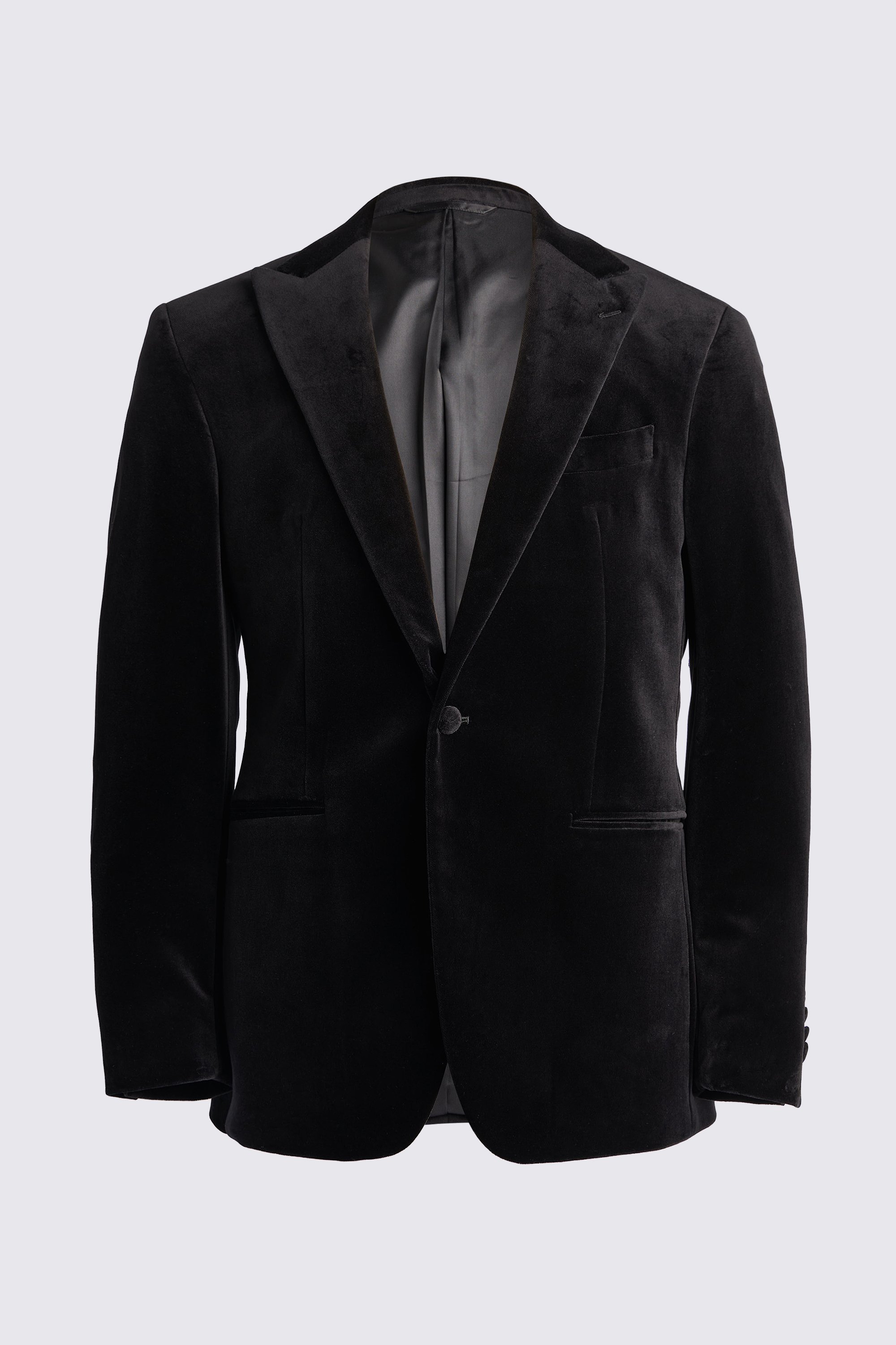 Tailored Fit Black Velvet Jacket