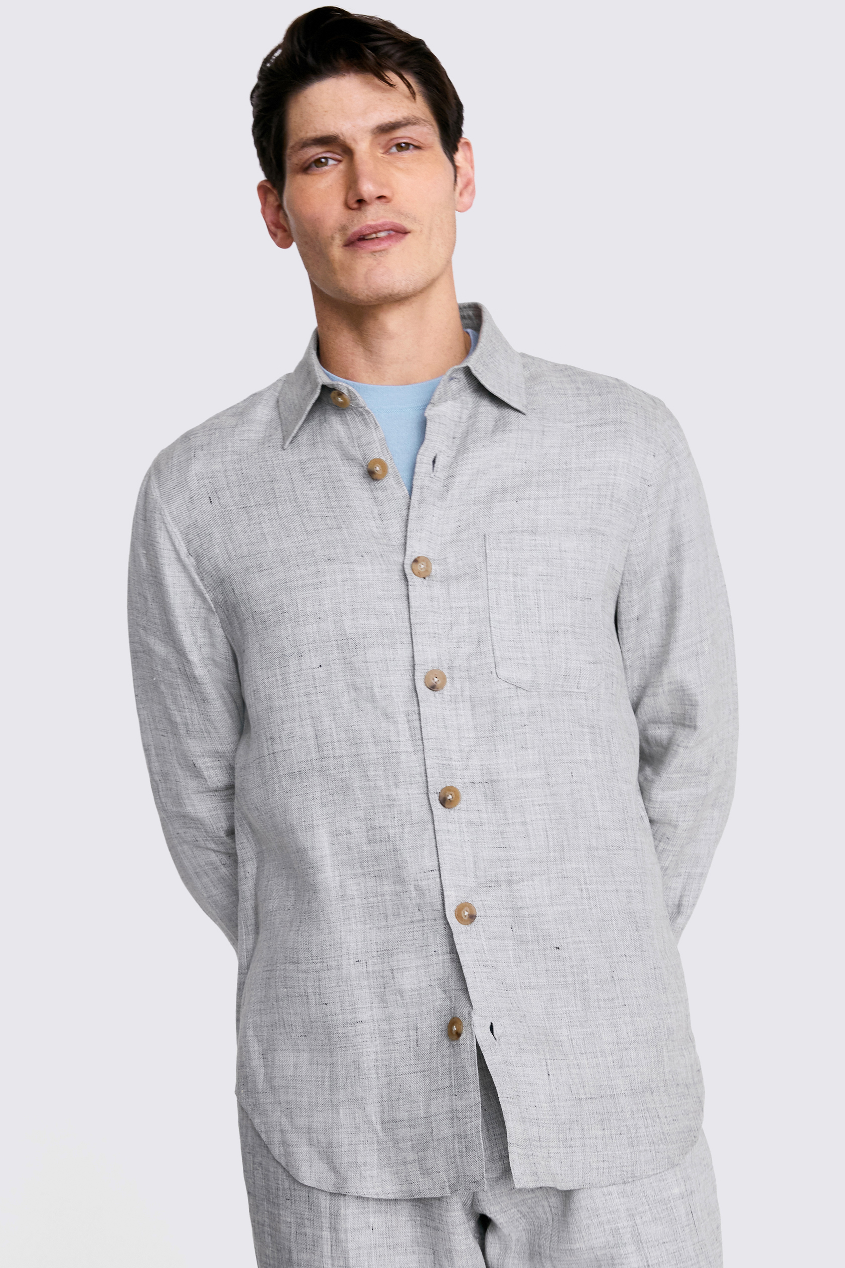 Light Grey Linen Overshirt | Buy Online at Moss