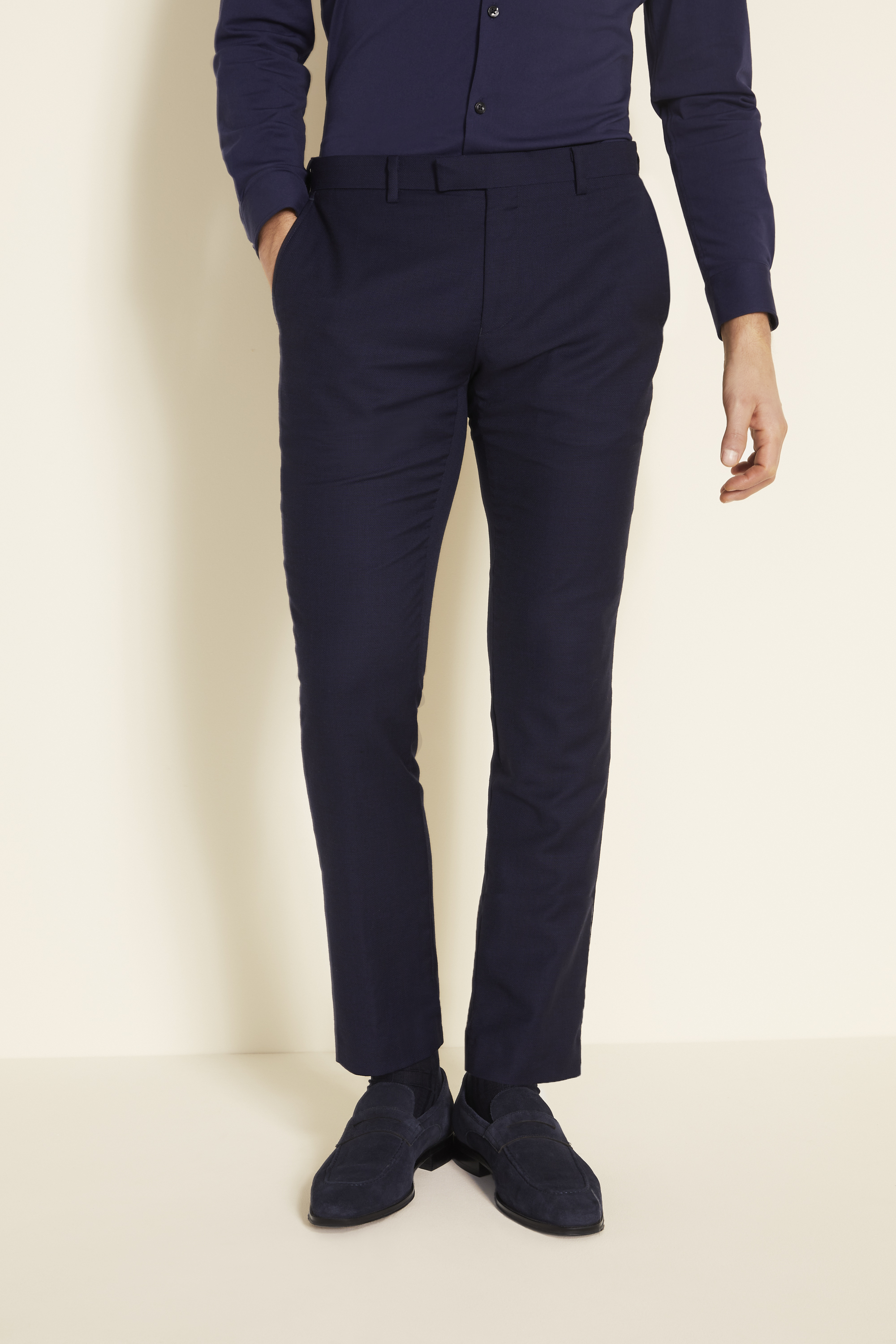 Slim Fit Navy Panama Trousers | Buy Online at Moss