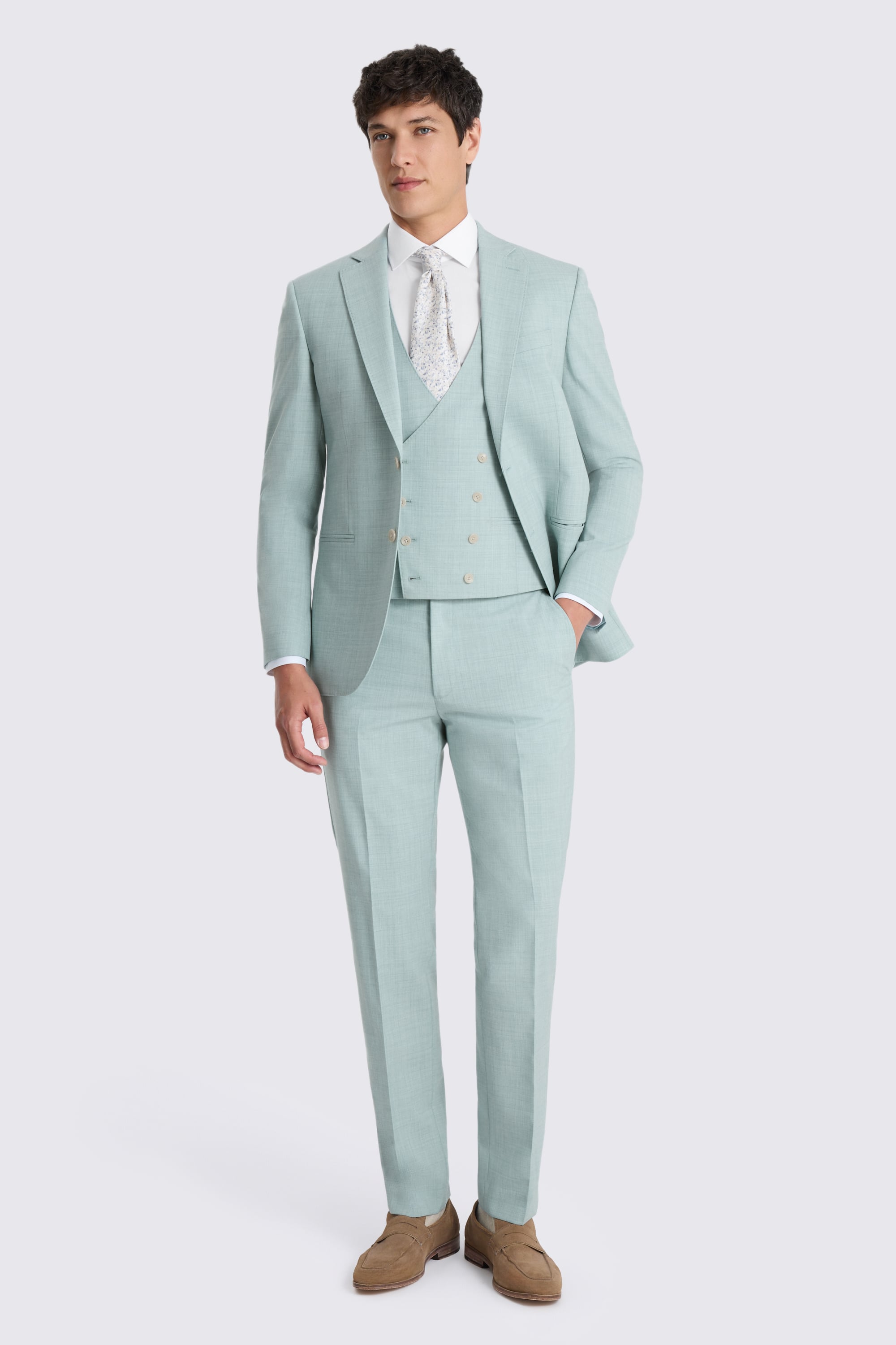 Slim Fit Aqua Marl Suit