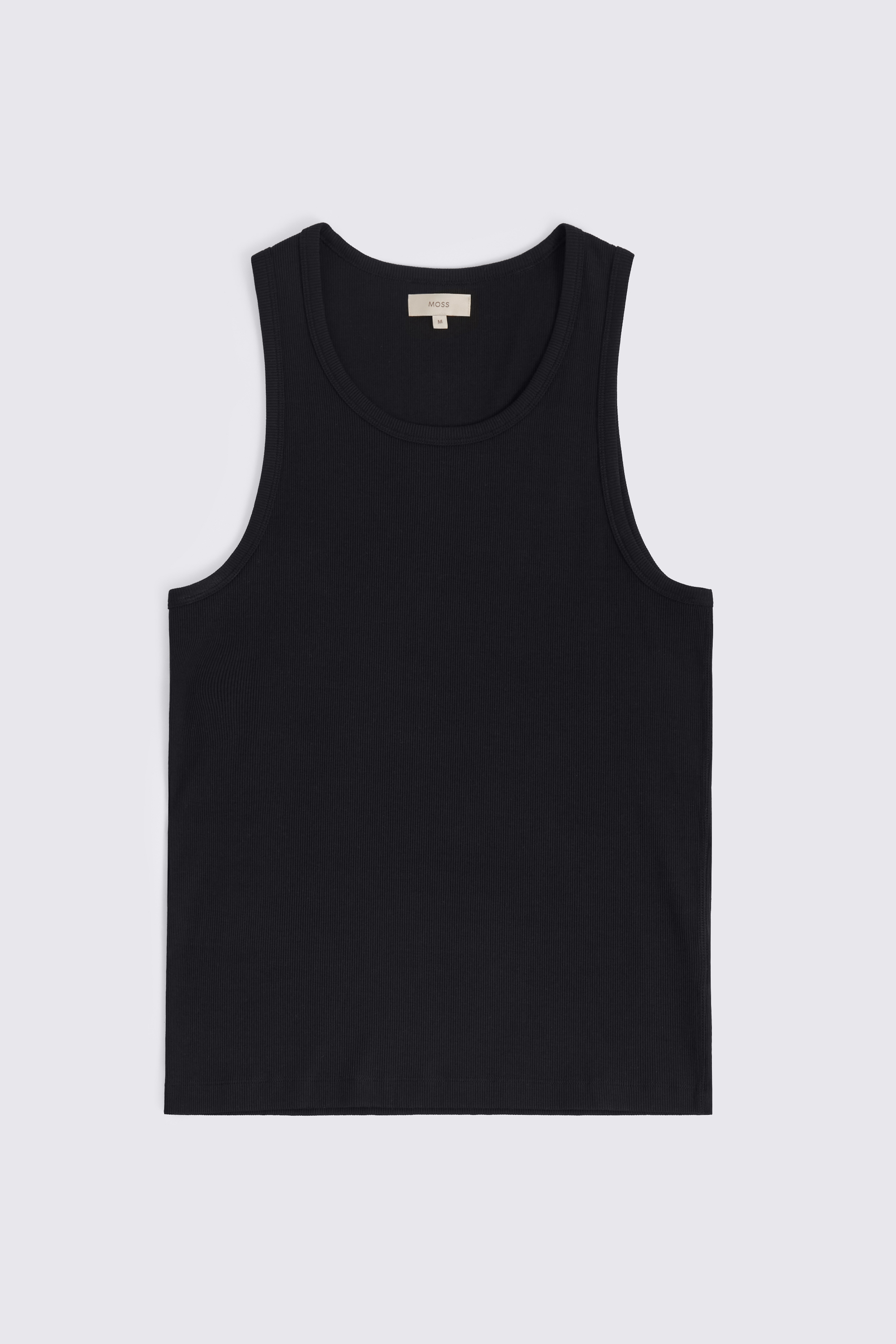 Black Ribbed Cotton Vest